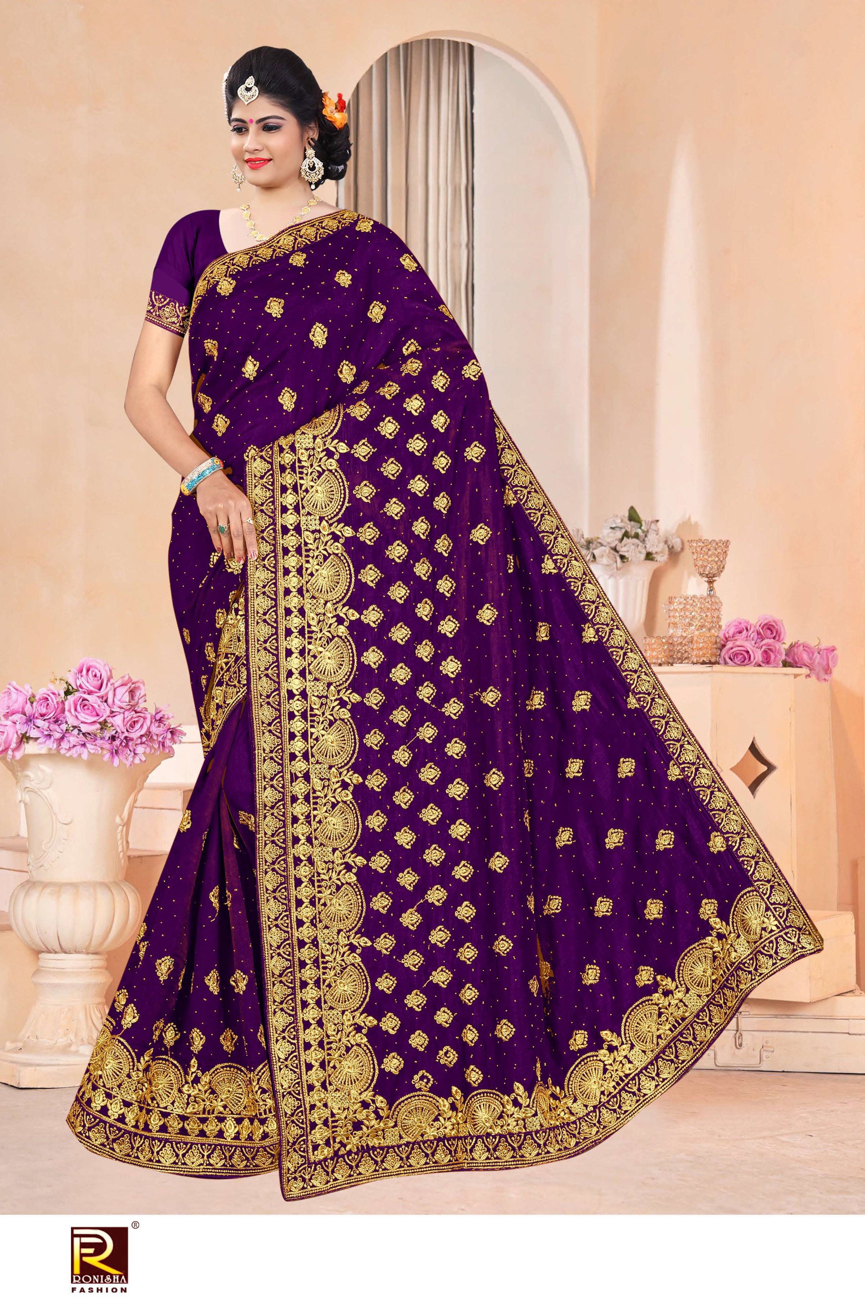 Ronisha Pavani Wedding Wear Vichitra Silk Saree Collection
