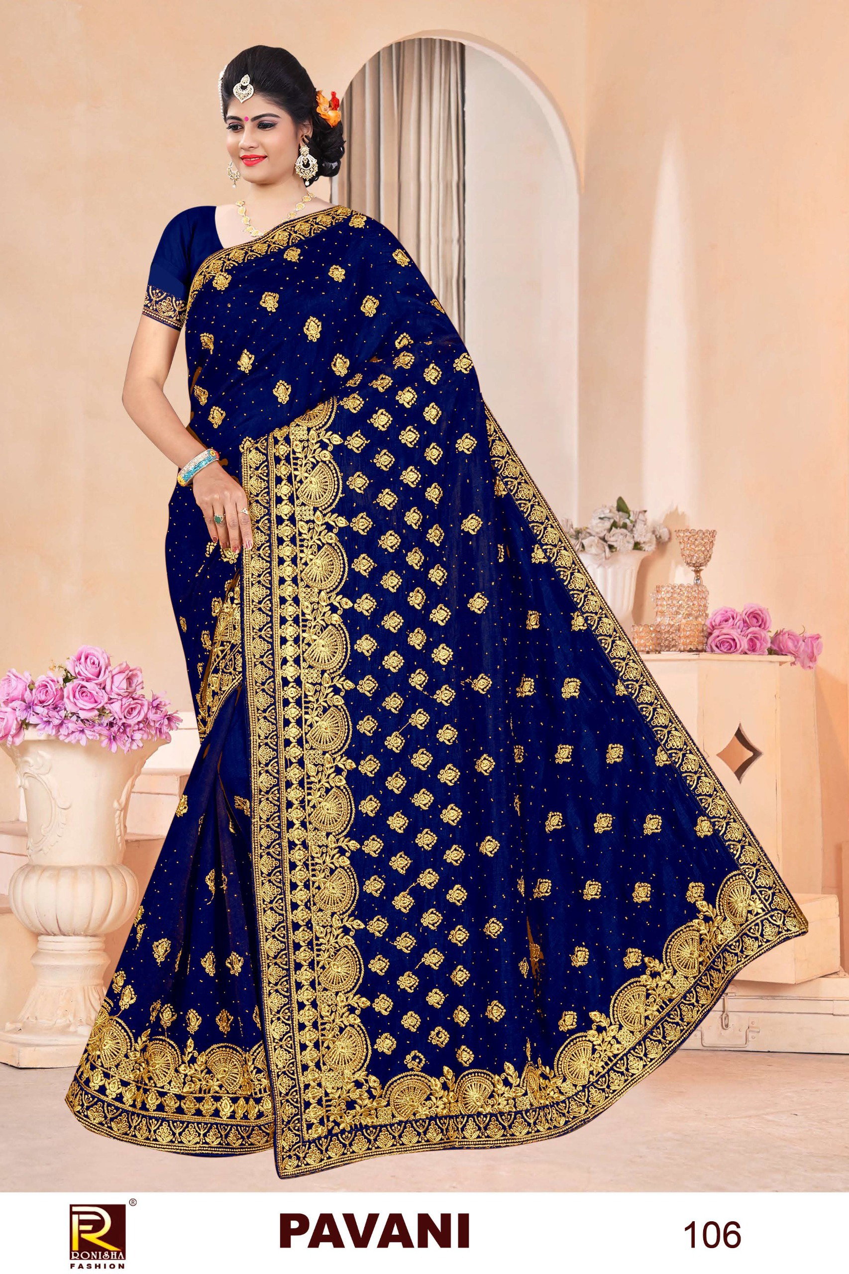 Ronisha Pavani Wedding Wear Vichitra Silk Saree Collection