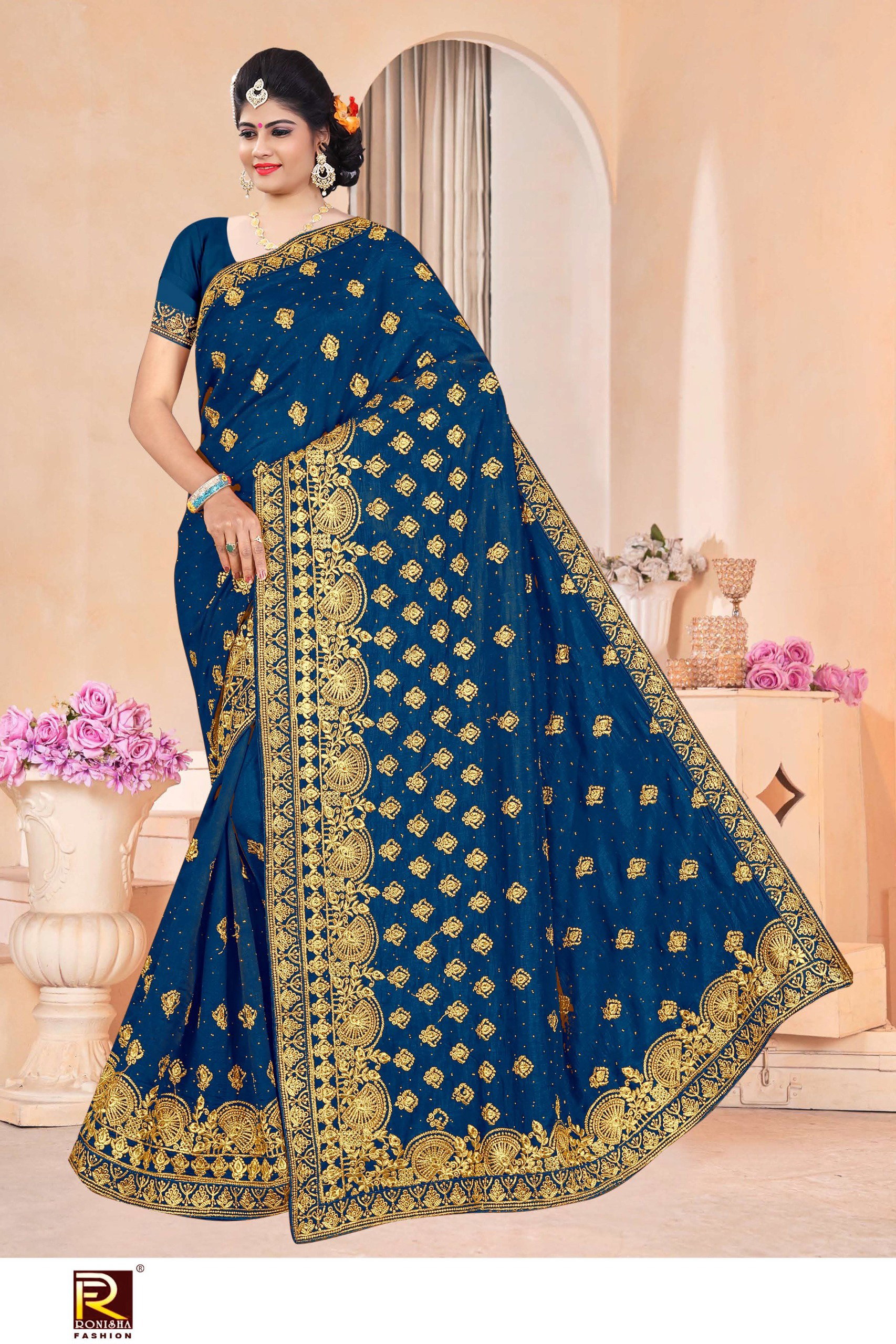 Ronisha Pavani Wedding Wear Vichitra Silk Saree Collection