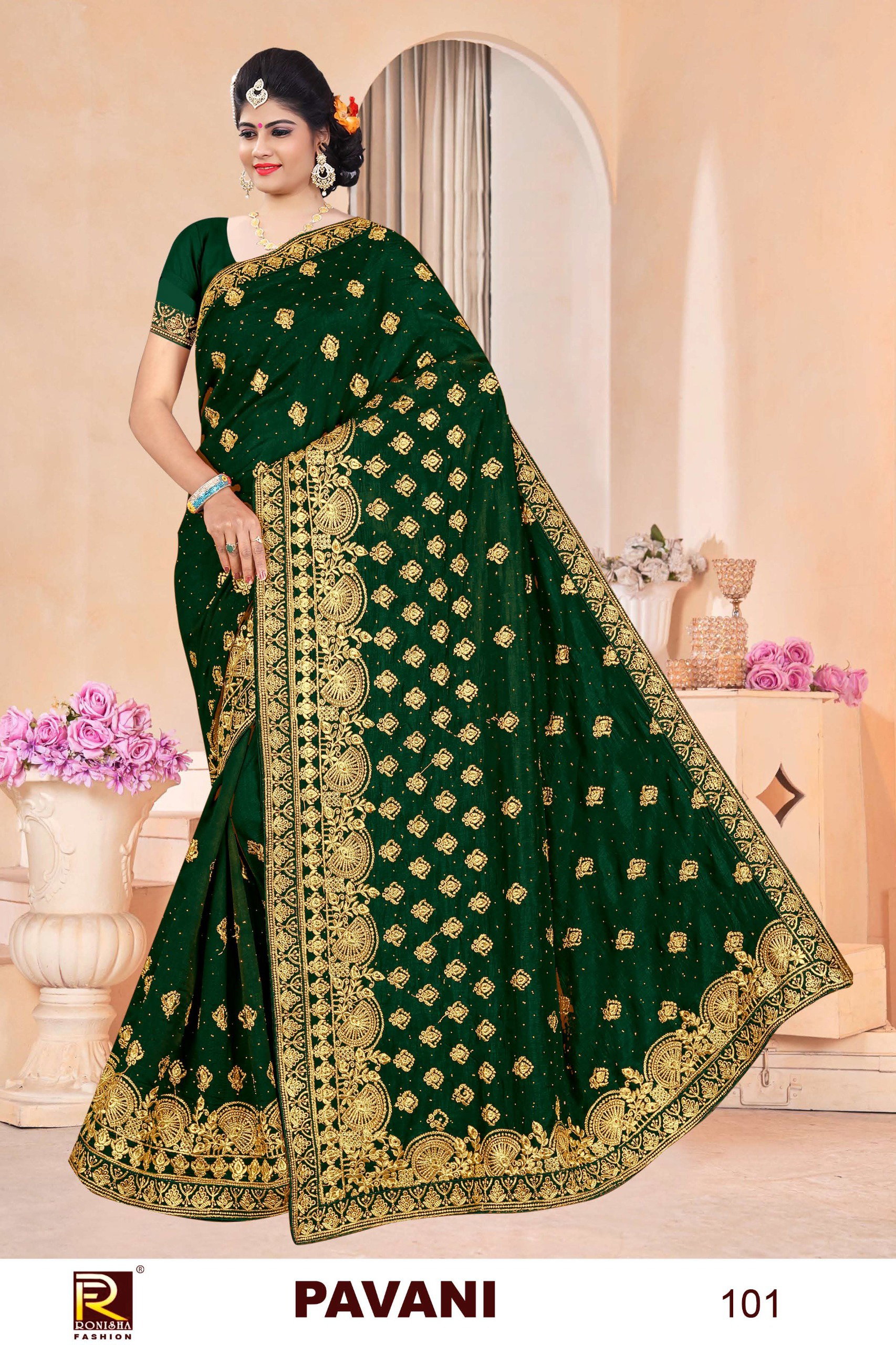 Ronisha Pavani Wedding Wear Vichitra Silk Saree Collection