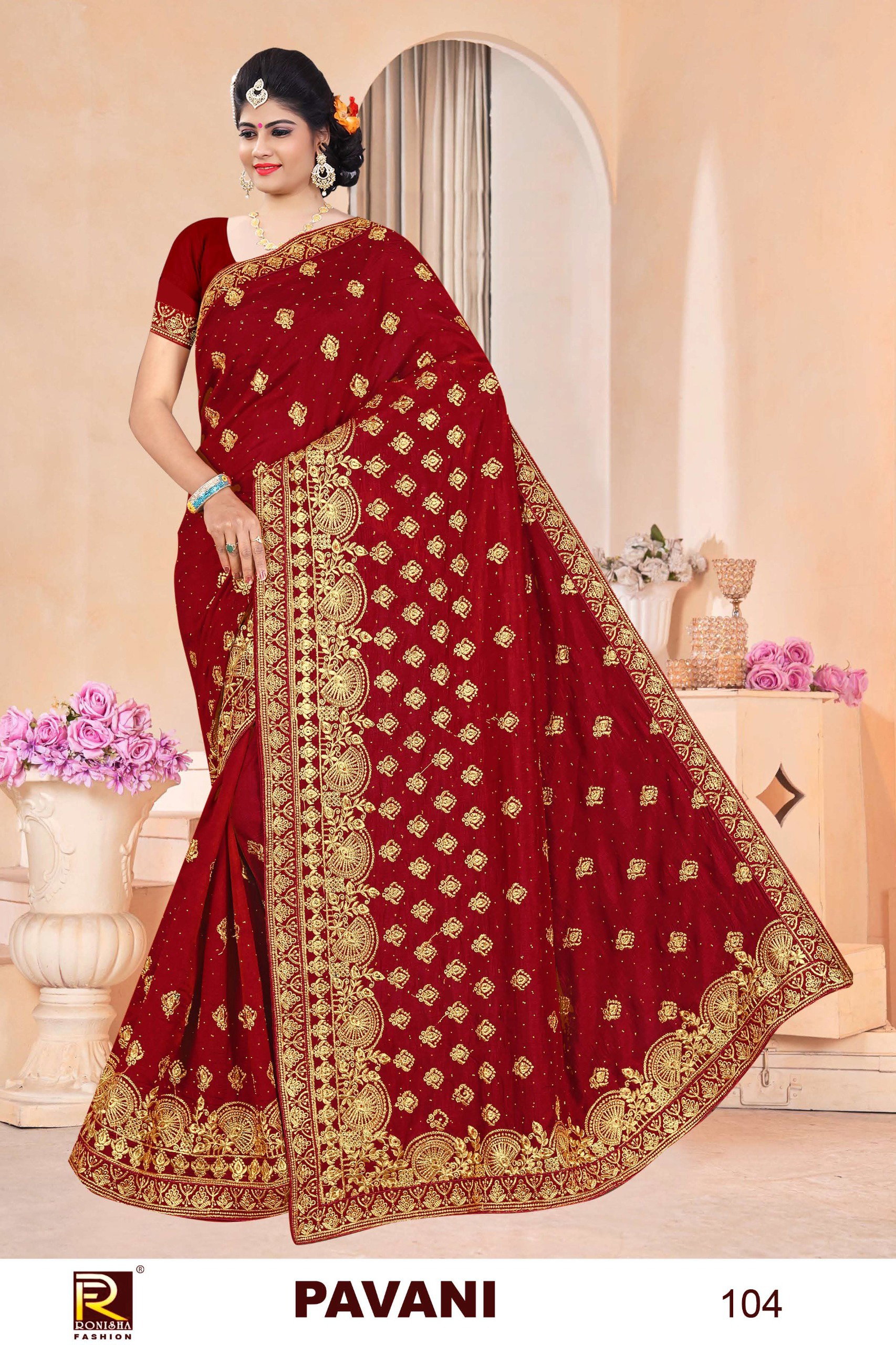 Ronisha Pavani Wedding Wear Vichitra Silk Saree Collection