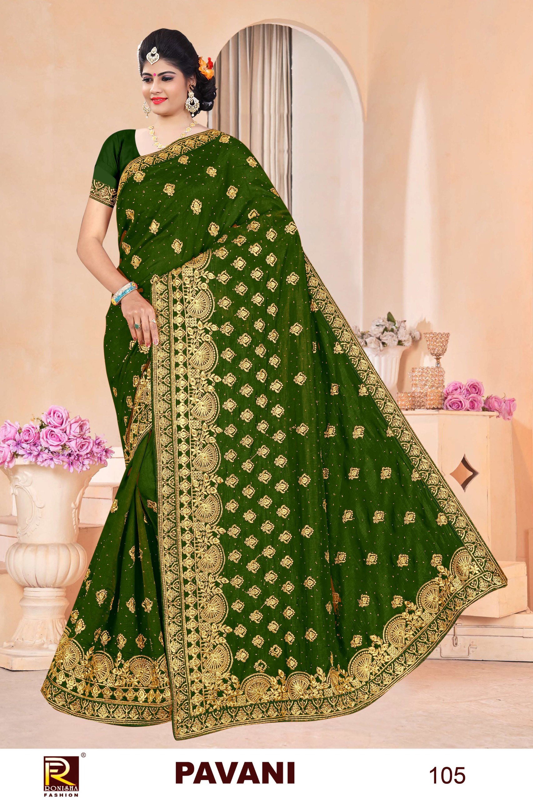 Ronisha Pavani Wedding Wear Vichitra Silk Saree Collection