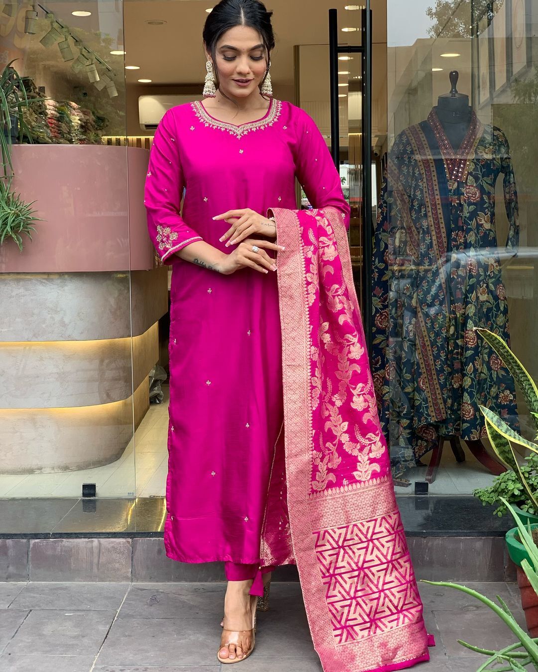 Navya Kurti 36 Party Wear Embroidery Worked Pure Cotton Kurti with Pant and Dupatta Set 