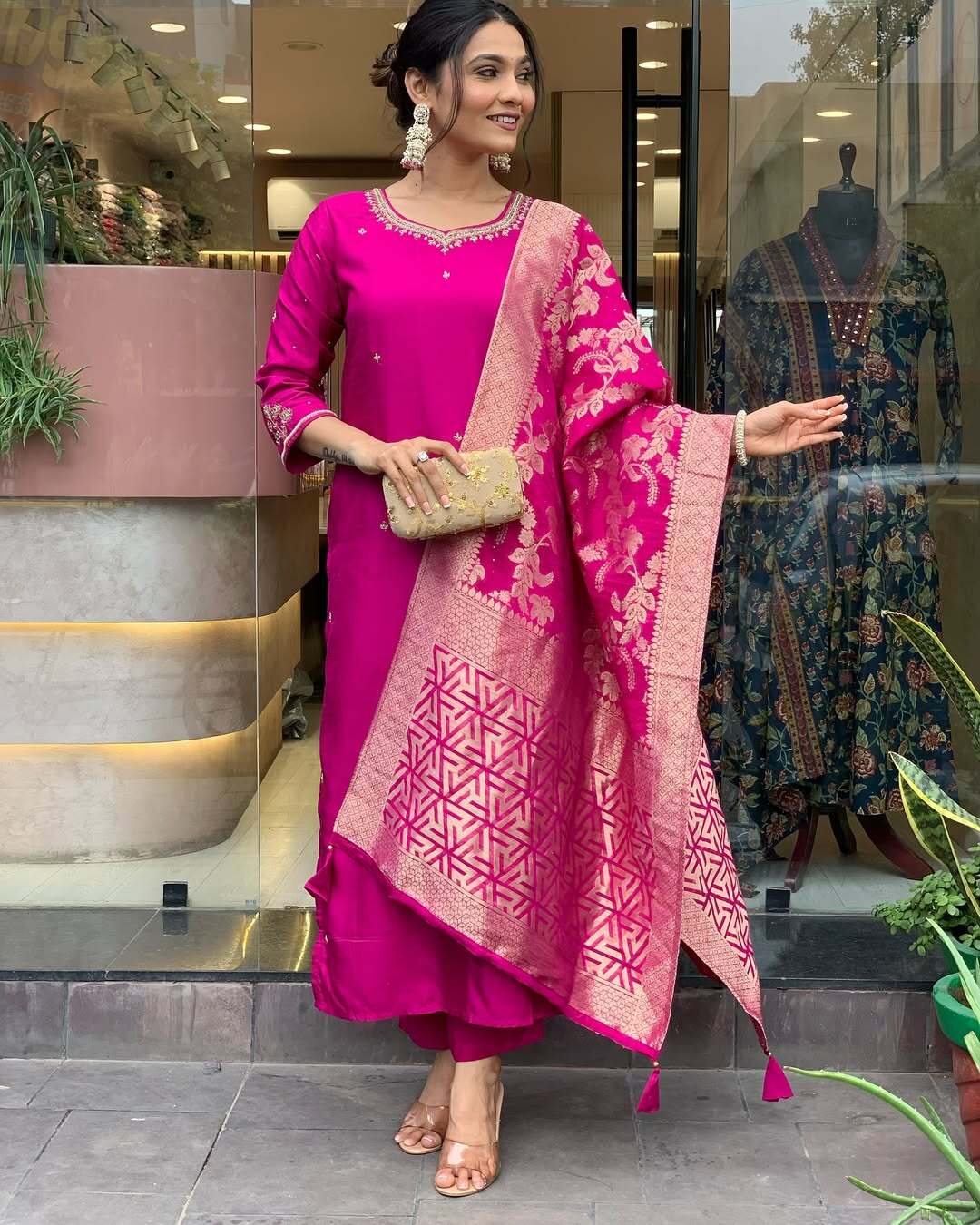 Navya Kurti 36 Party Wear Embroidery Worked Pure Cotton Kurti with Pant and Dupatta Set 