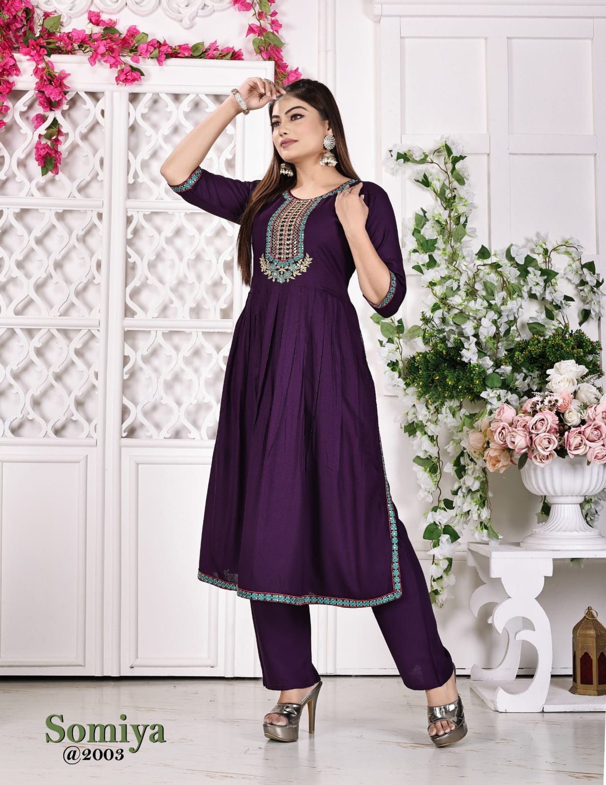 Beauty Queen Somiya Plain Rayon Naira Cut Kurtis Collection