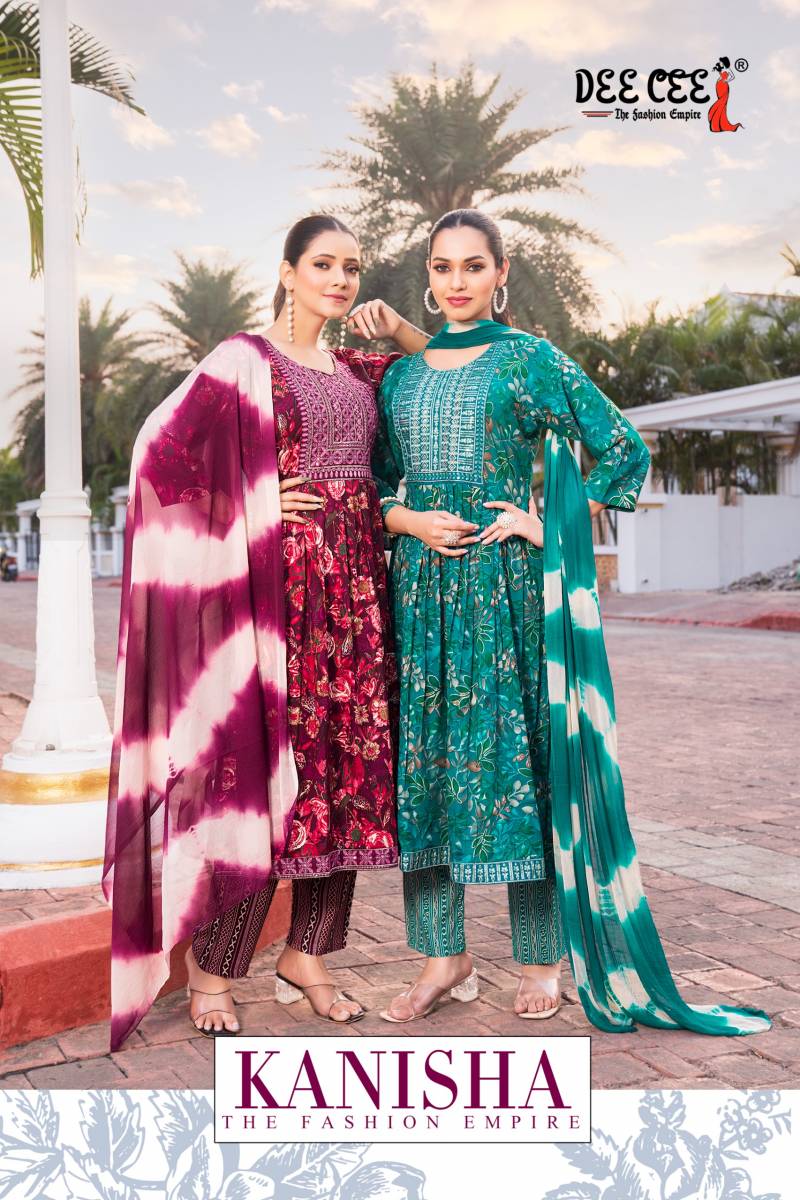 Deecee Kanisha Rayon Printed Naira Cut Kurti Bottom With Dupatta