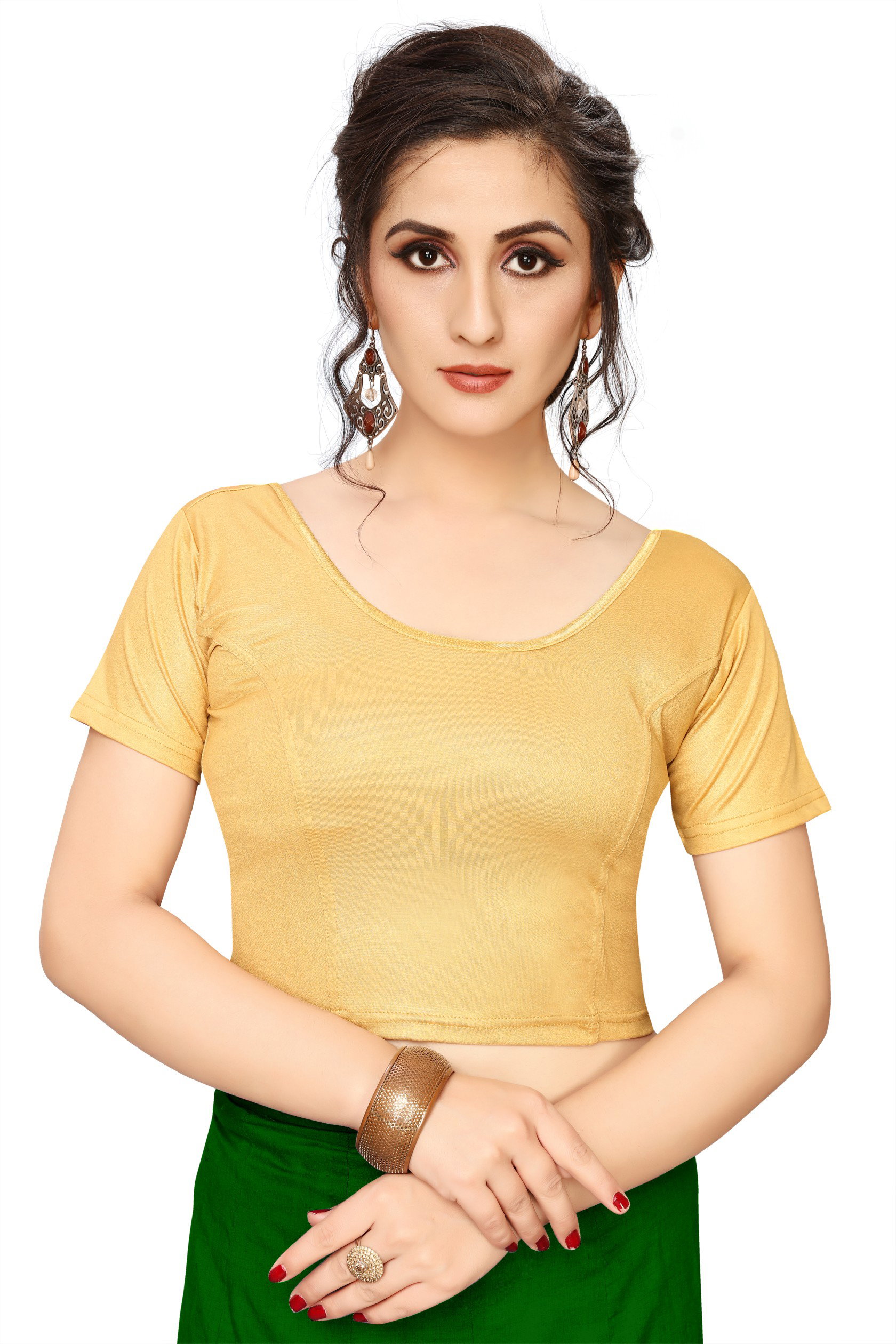 Jelite Shimmer One Half Plain Sleeve Shimmer Stretchable Blouse Collection