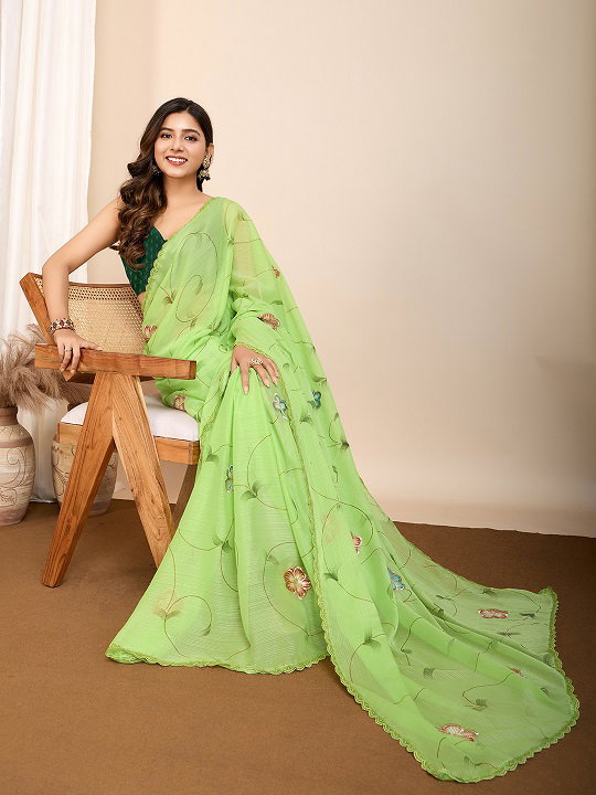 Maahi 167 Party Wear Brush Printed Georgette Saree with Un Stitched Blouse 