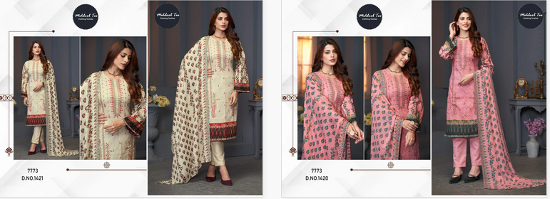Mehboob Tex 1420 And 1421 Cotton Dupatta Pakistani Salwar Suits