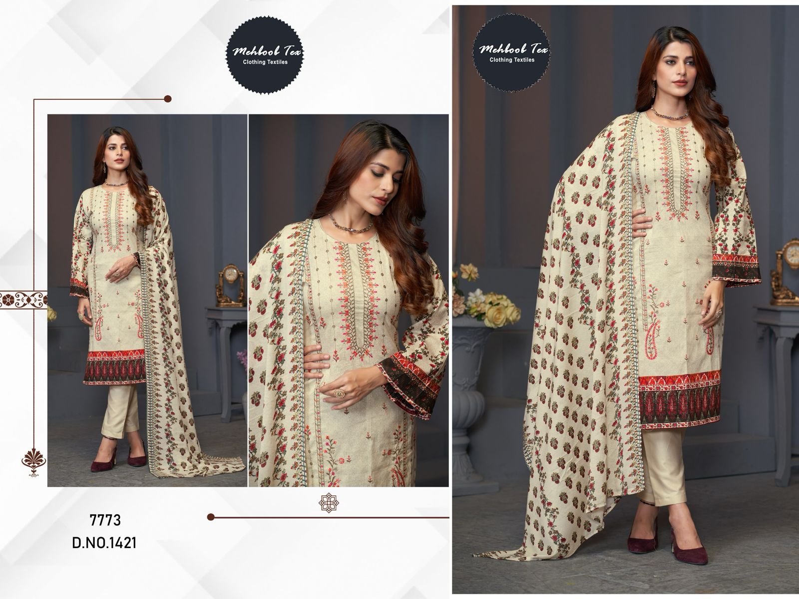Mehboob Tex 1420 And 1421 Cotton Dupatta Pakistani Salwar Suits
