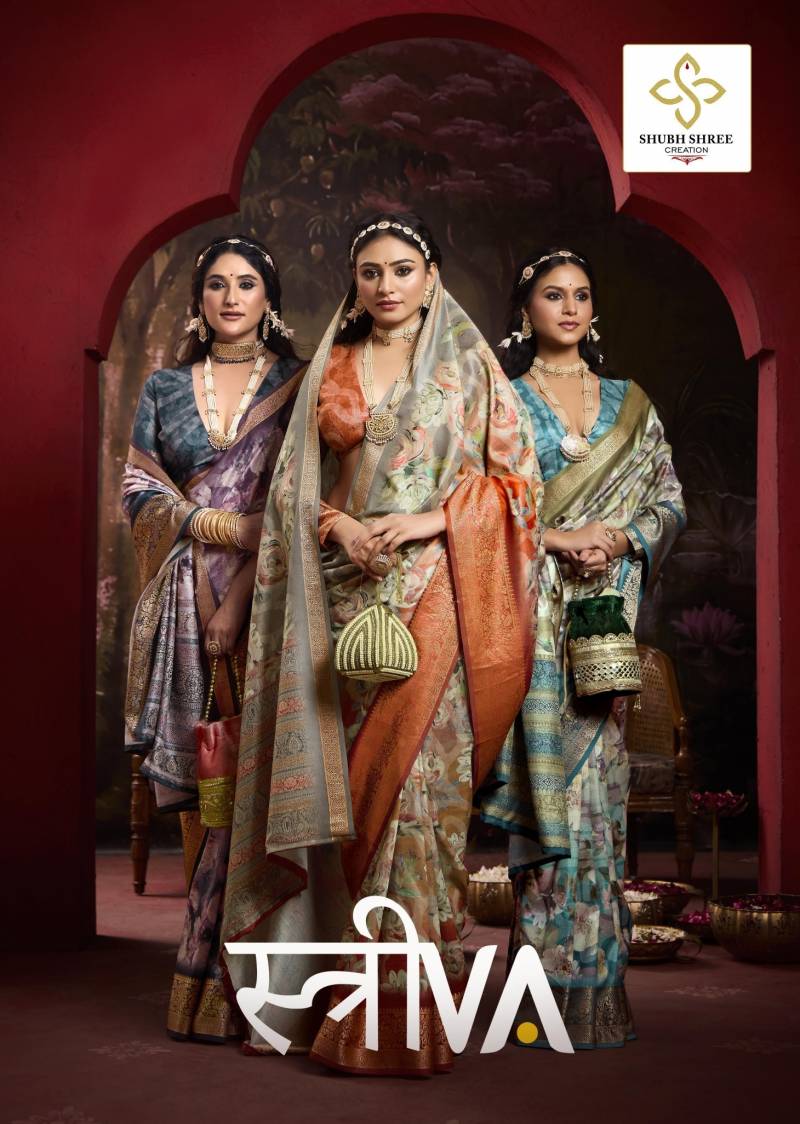 Shubh Streeva Tusser Silk Digital Printed Saree Collection