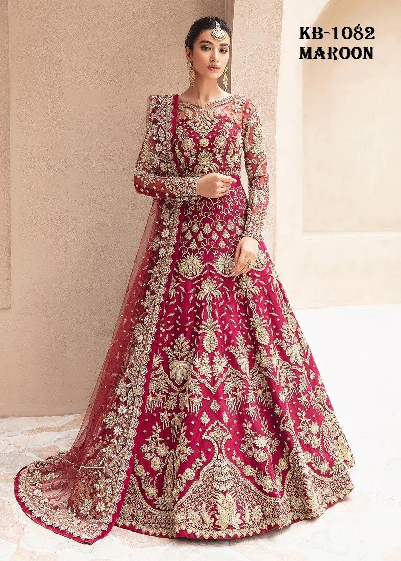 Kb Series 1082 Hit Designer Embroidered Net Gown With Dupatta Collection