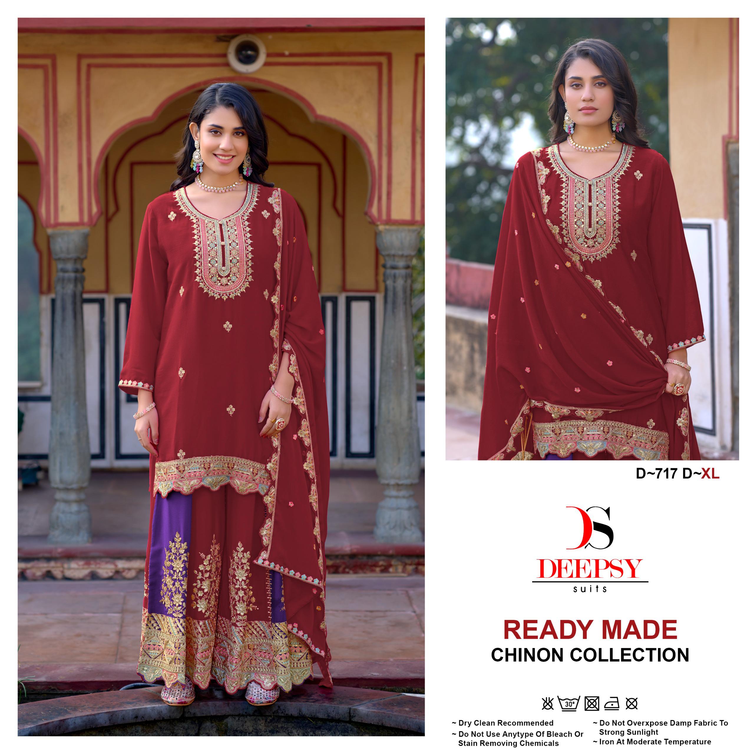 Deepsy D 717 Chinon Embroidered Ready Made Pakistani Collection