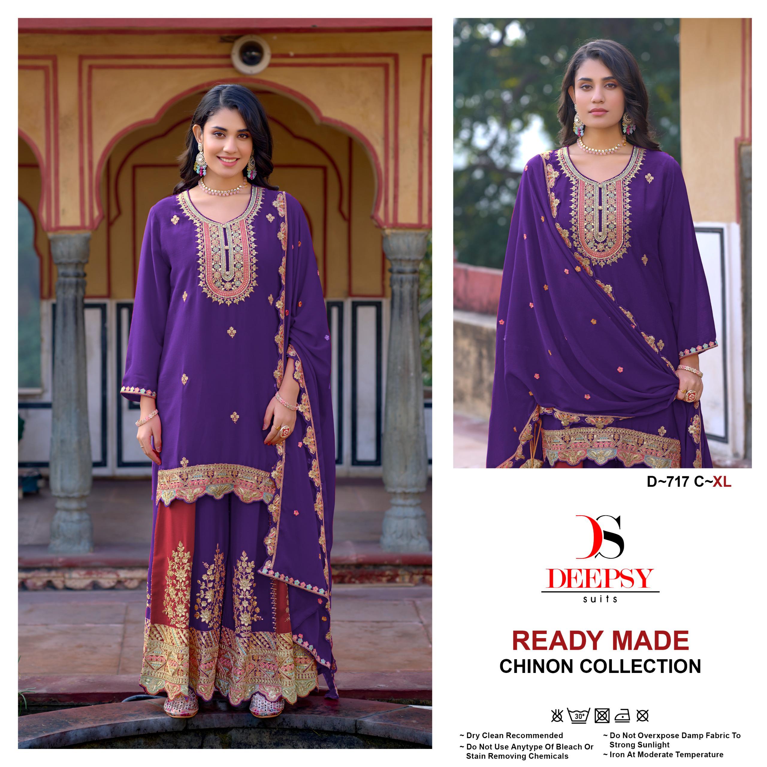 Deepsy D 717 Chinon Embroidered Ready Made Pakistani Collection