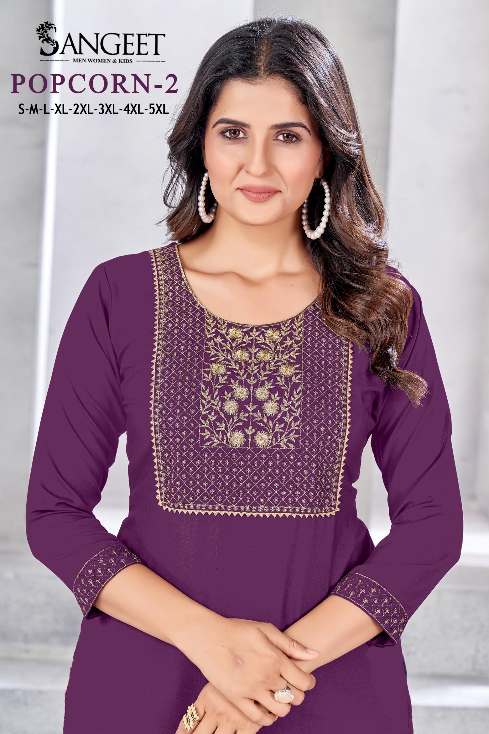 Sangeet Popcorn 2 Embroidered Rayon Kurtis Collection
