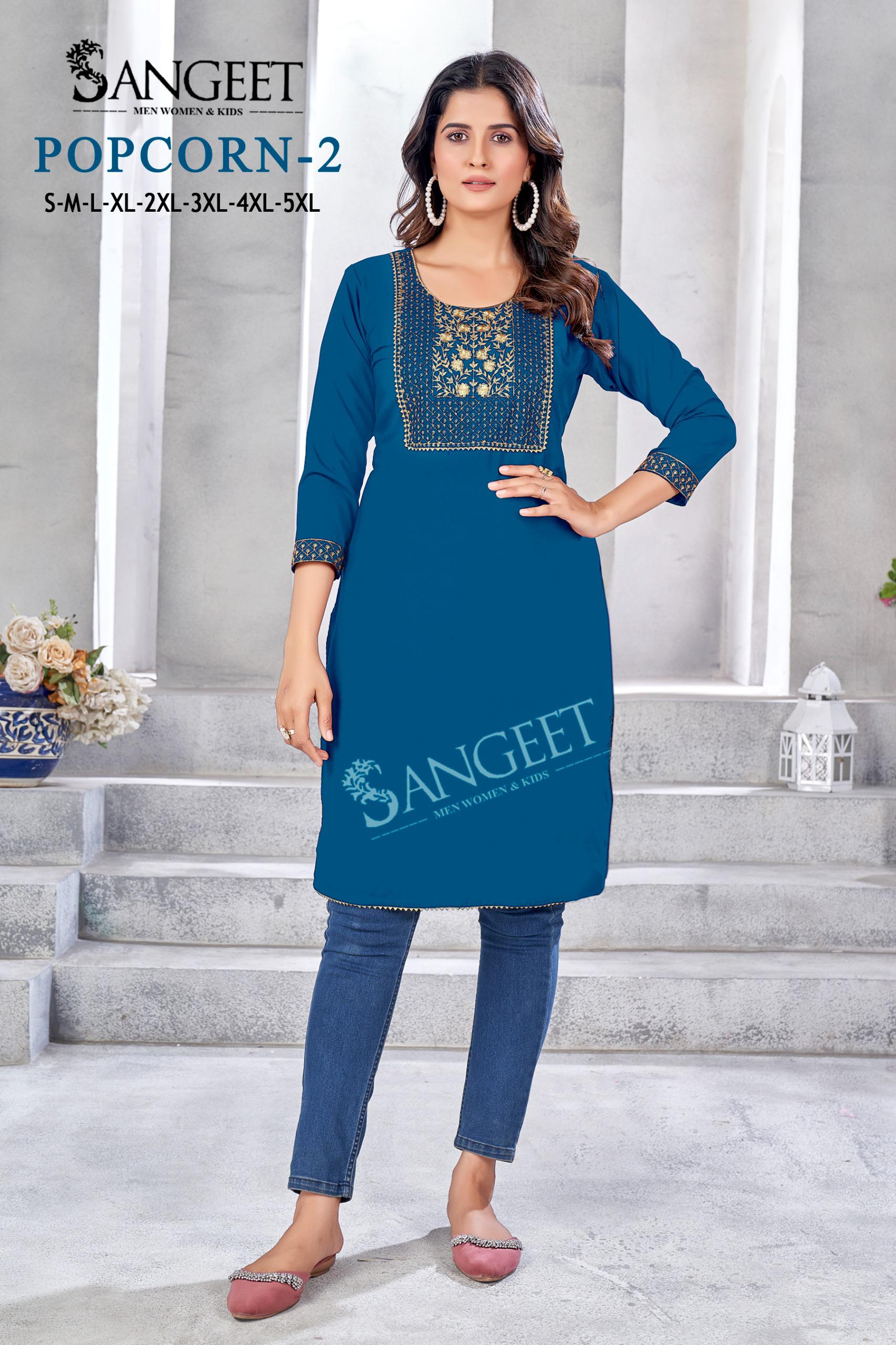 Sangeet Popcorn 2 Embroidered Rayon Kurtis Collection