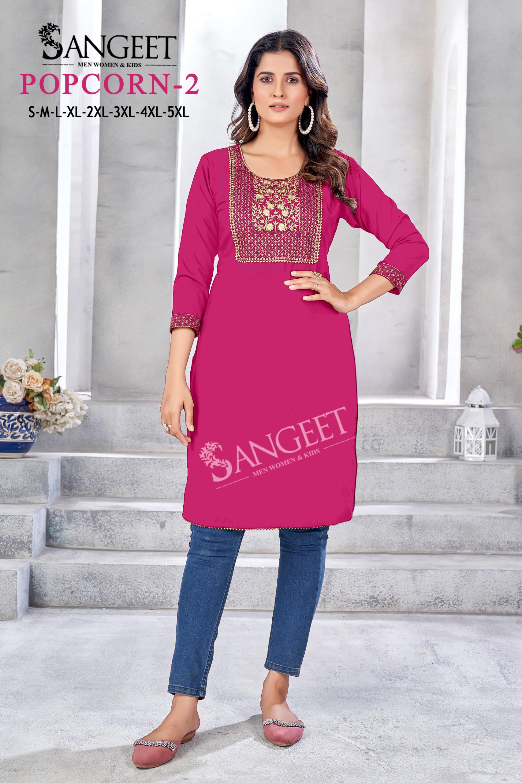 Sangeet Popcorn 2 Embroidered Rayon Kurtis Collection