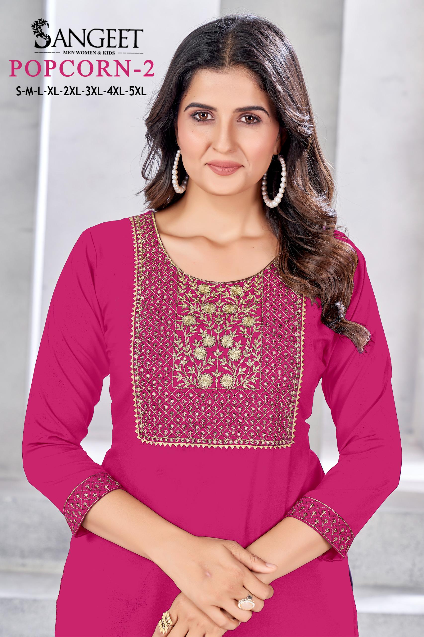 Sangeet Popcorn 2 Embroidered Rayon Kurtis Collection