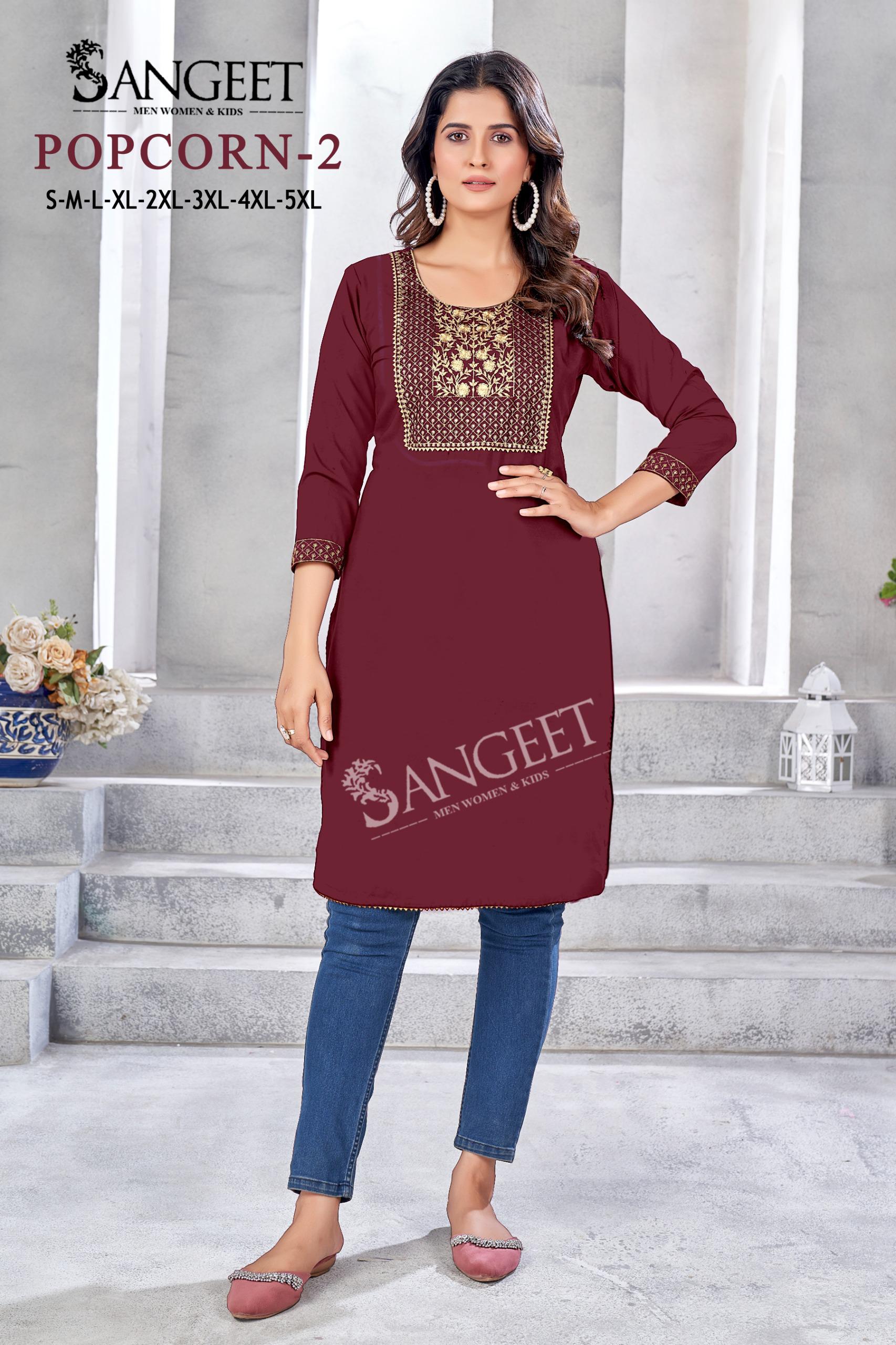 Sangeet Popcorn 2 Embroidered Rayon Kurtis Collection