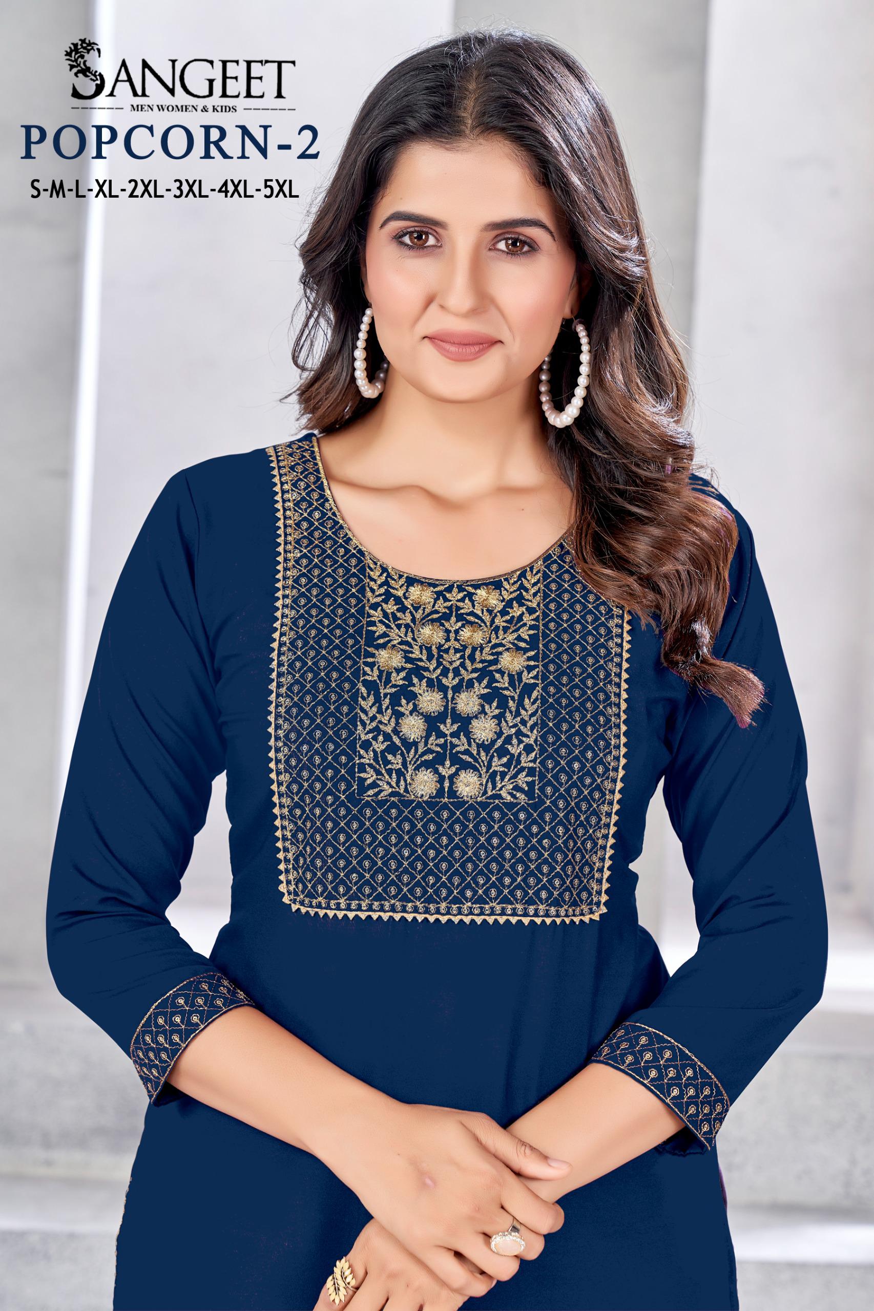 Sangeet Popcorn 2 Embroidered Rayon Kurtis Collection