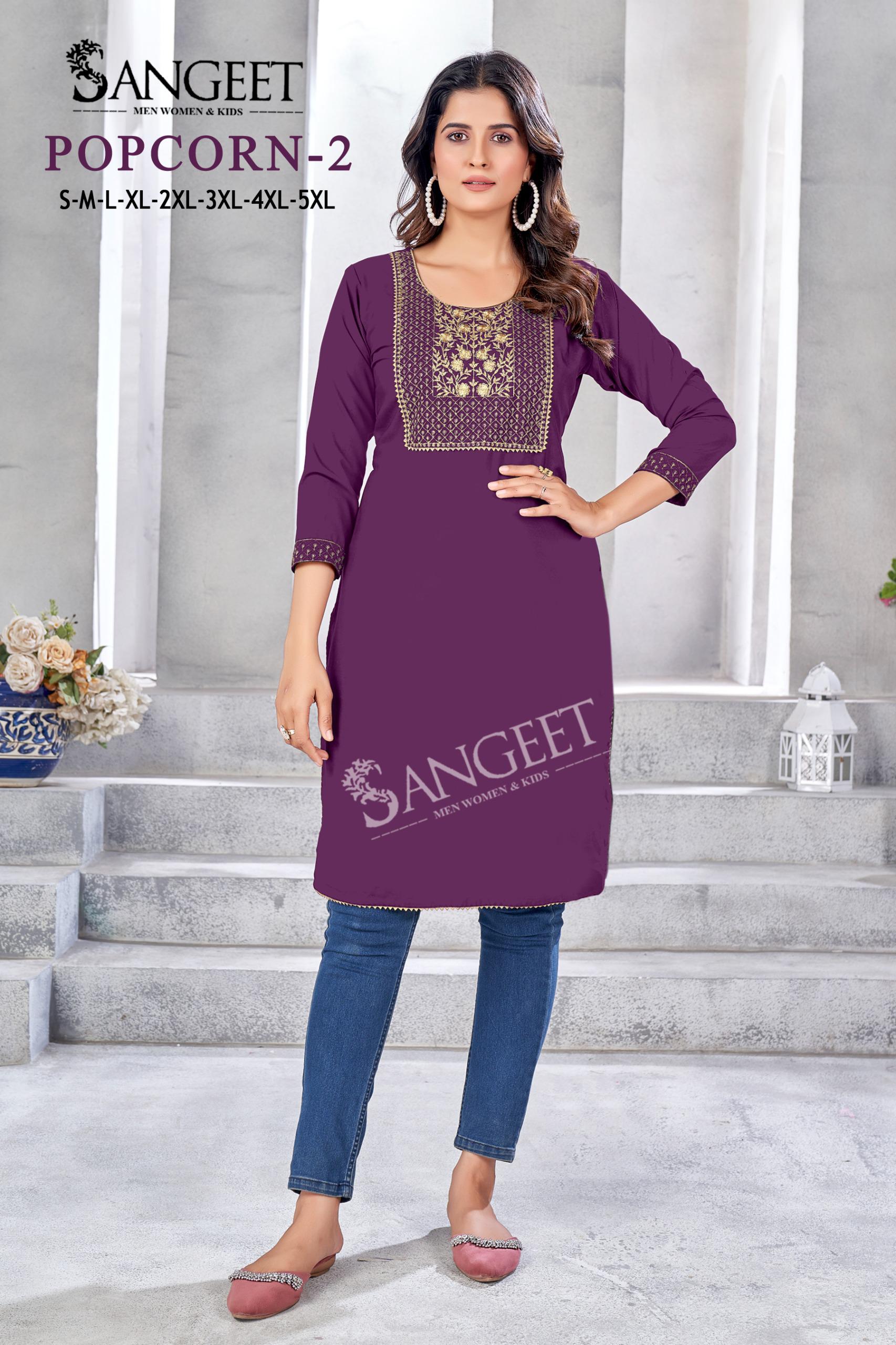 Sangeet Popcorn 2 Embroidered Rayon Kurtis Collection