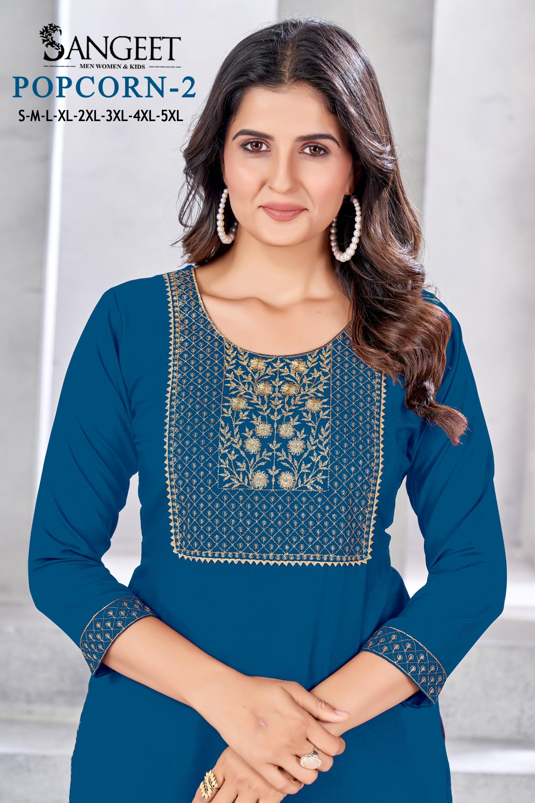 Sangeet Popcorn 2 Embroidered Rayon Kurtis Collection
