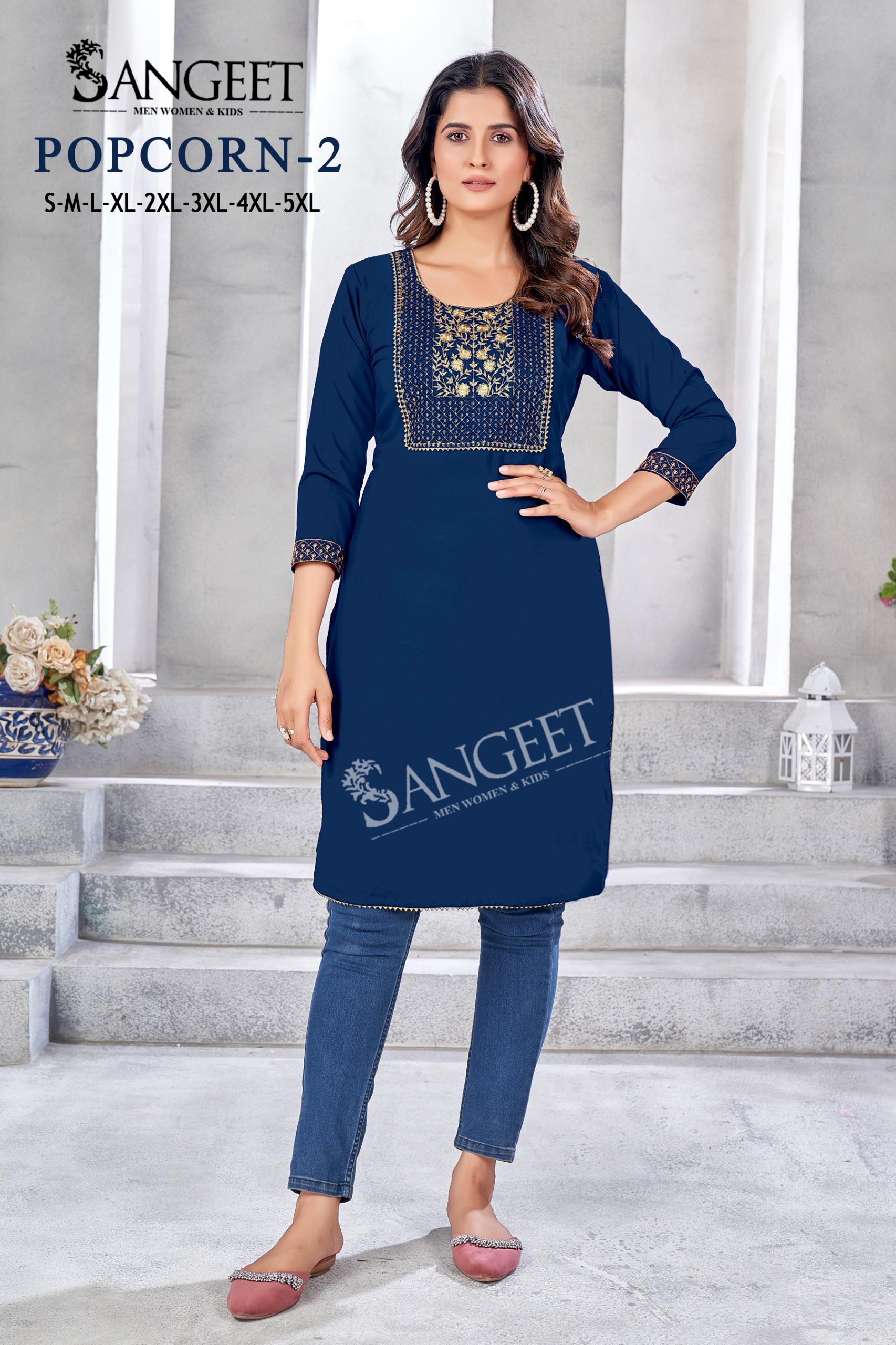 Sangeet Popcorn 2 Embroidered Rayon Kurtis Collection