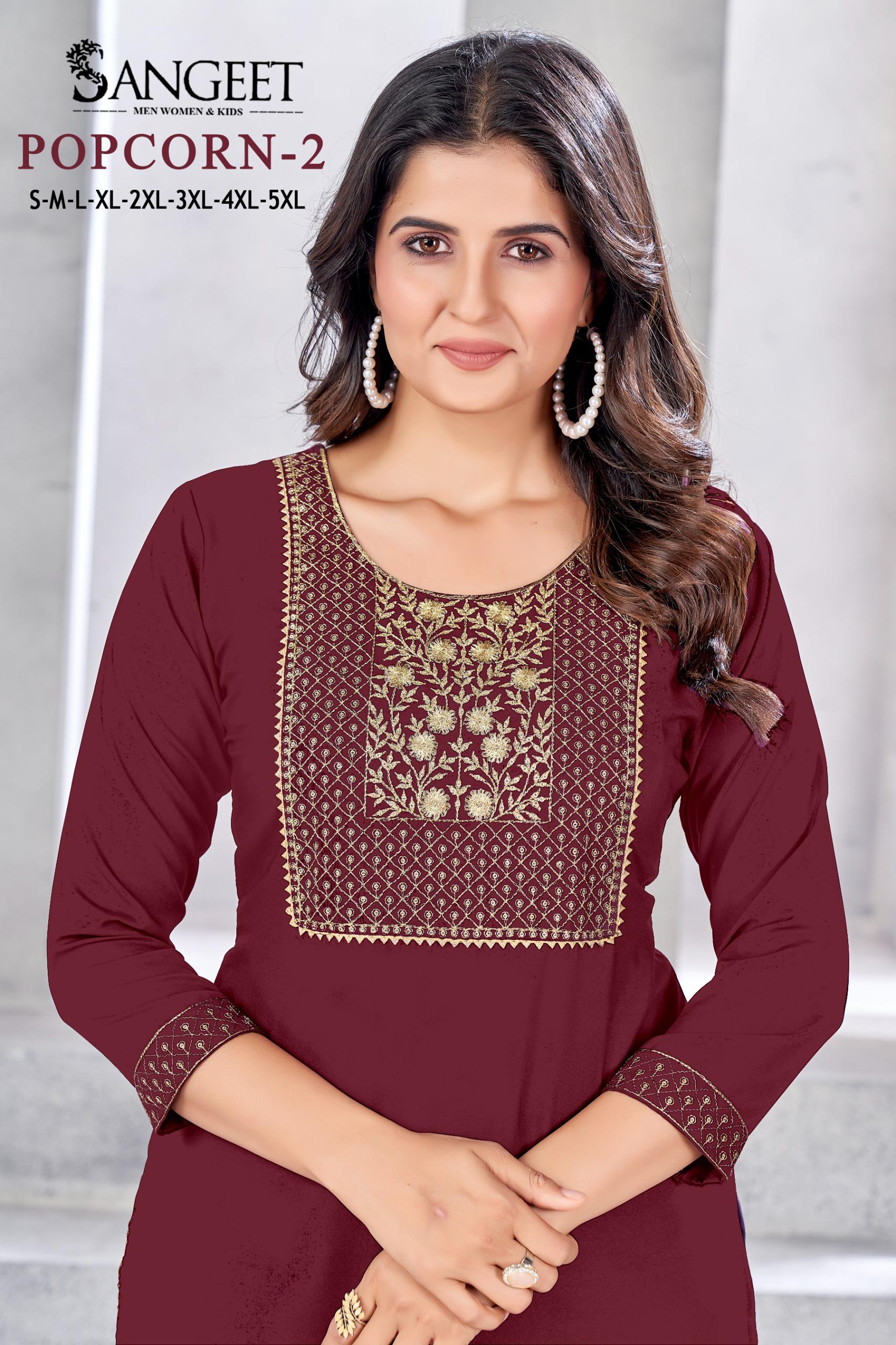 Sangeet Popcorn 2 Embroidered Rayon Kurtis Collection