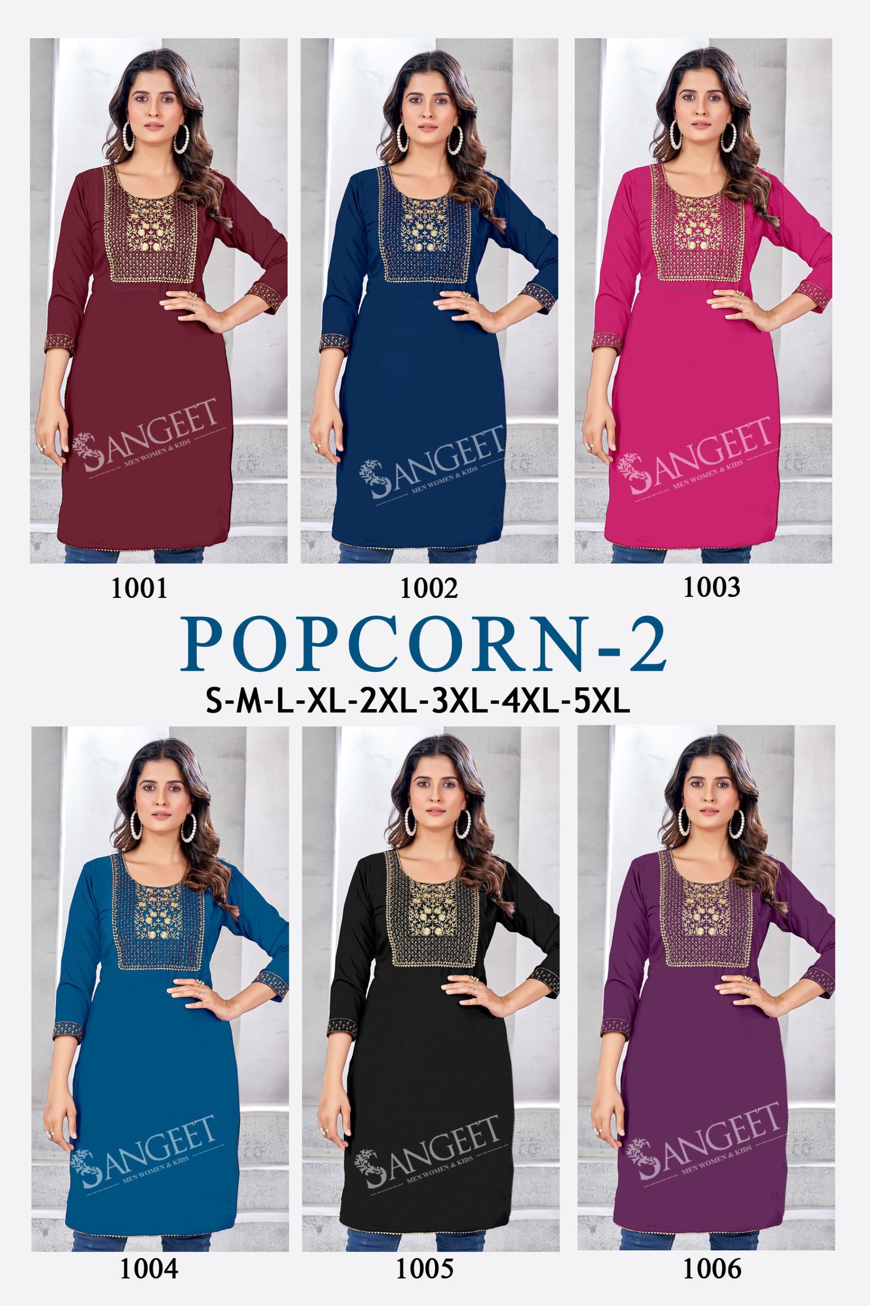 Sangeet Popcorn 2 Embroidered Rayon Kurtis Collection