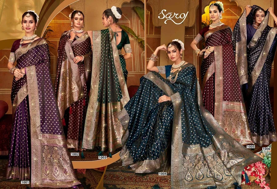 Saroj Gangavati Satin Silk Vol 2 Wedding Wear Stylish Silk Saree Collection