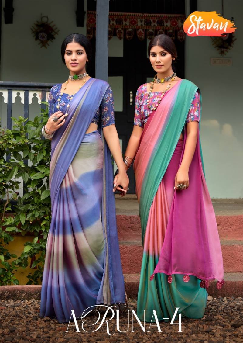 Stavan Aruna 4 Velvet Chiffon Fancy Saree Collection