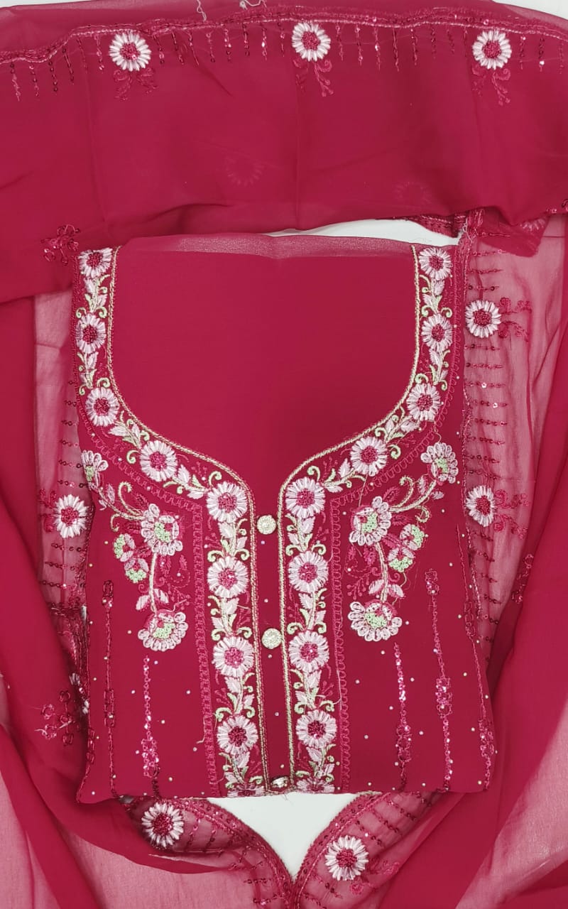 Dubai 1 Beautiful Faux Georgette Embroidered Dress Material Collection