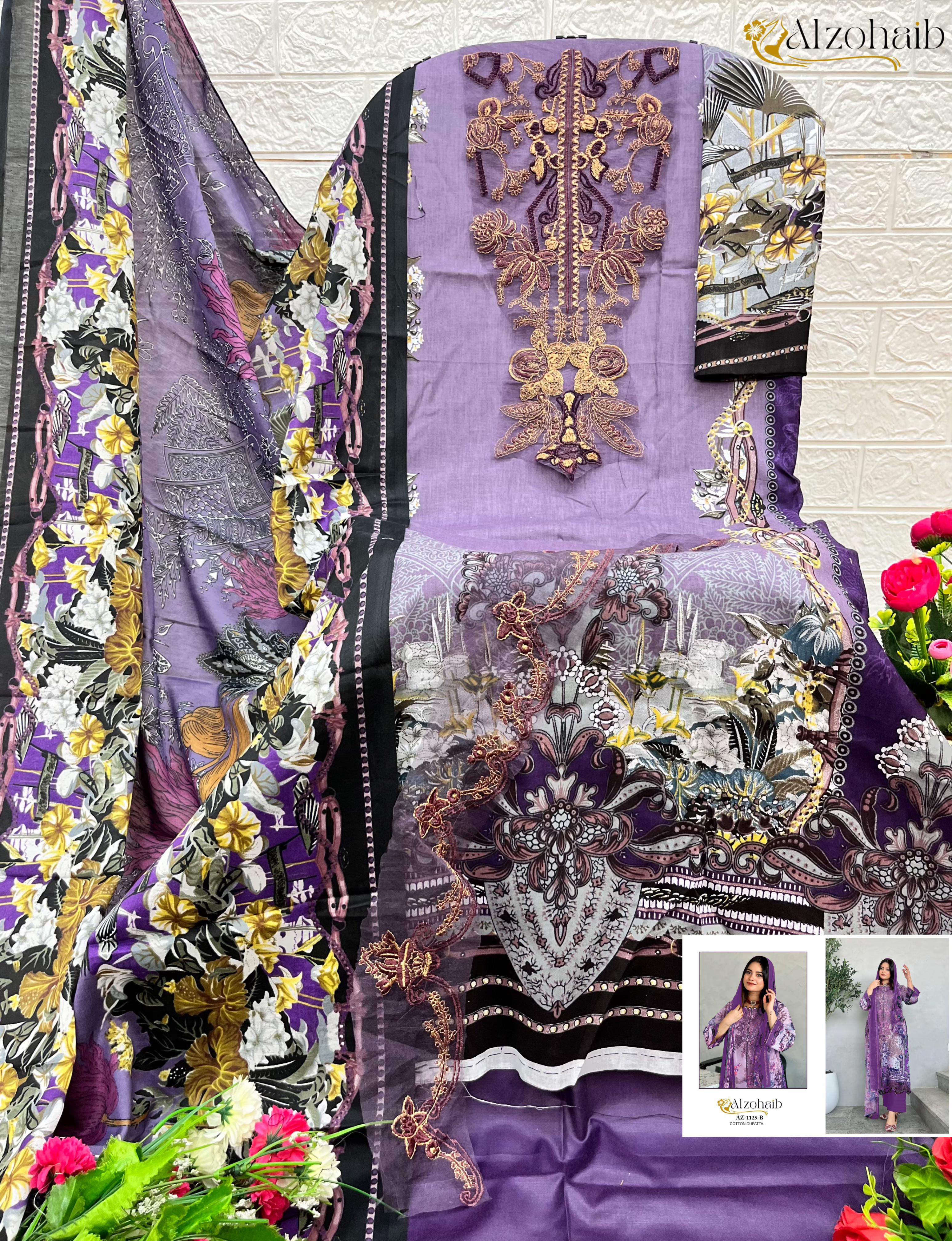 Alzohaib Az 1125 A And B Cotton Dupatta Pakistani Salwar Suits