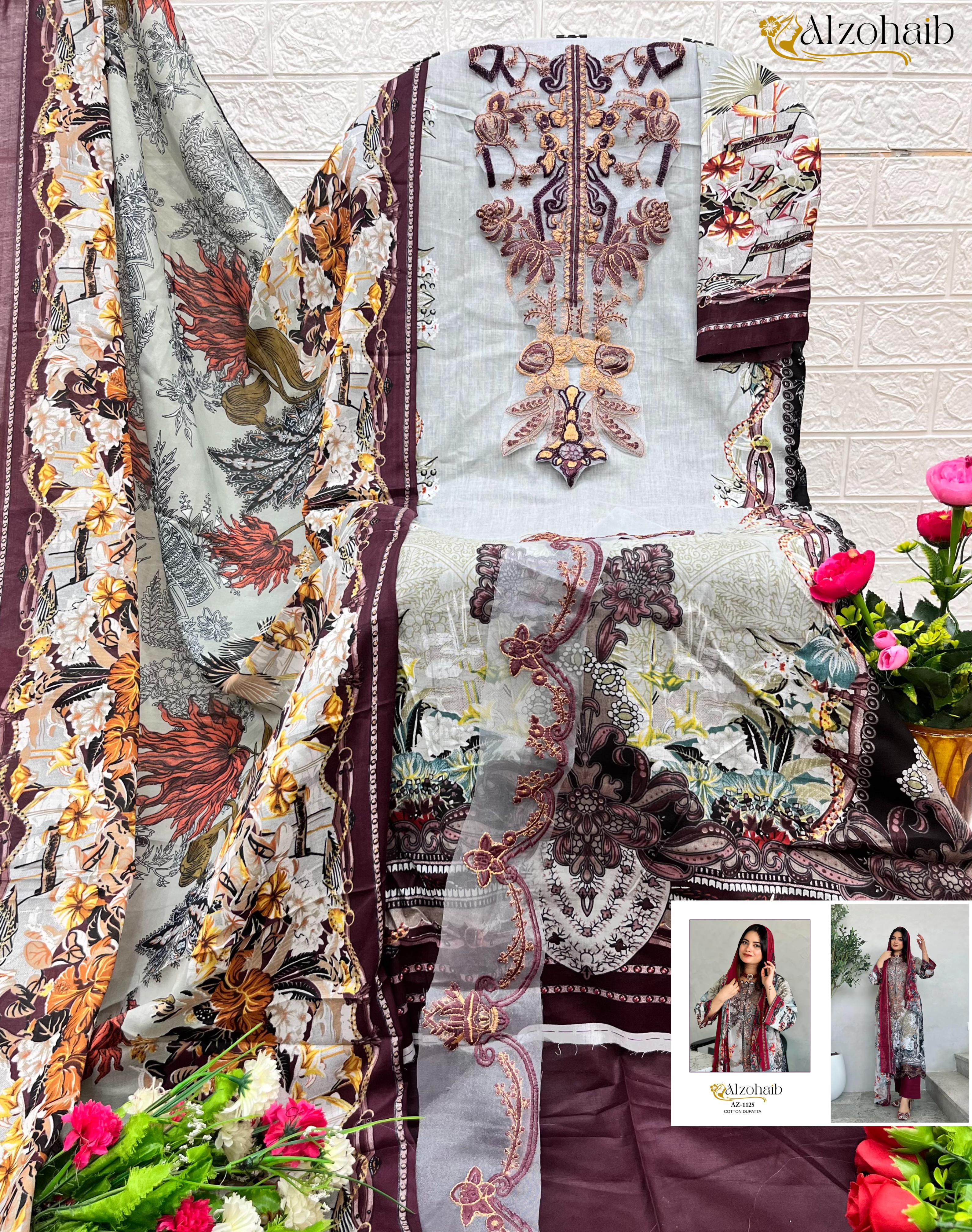Alzohaib Az 1125 A And B Cotton Dupatta Pakistani Salwar Suits