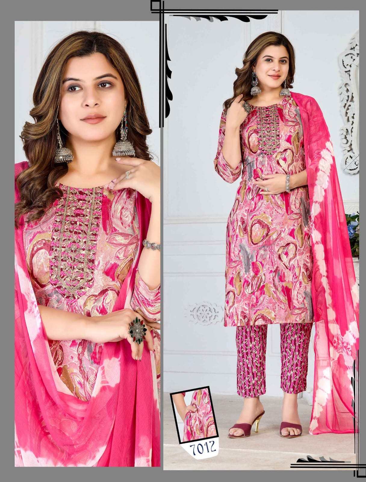 Beauty Stay Glam Foil Printed Rayon fancy Kurti Bottom With Dupatta Collection