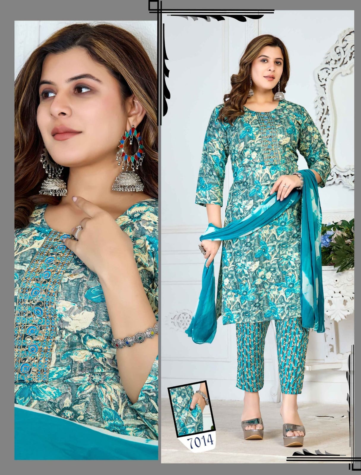 Beauty Stay Glam Foil Printed Rayon fancy Kurti Bottom With Dupatta Collection