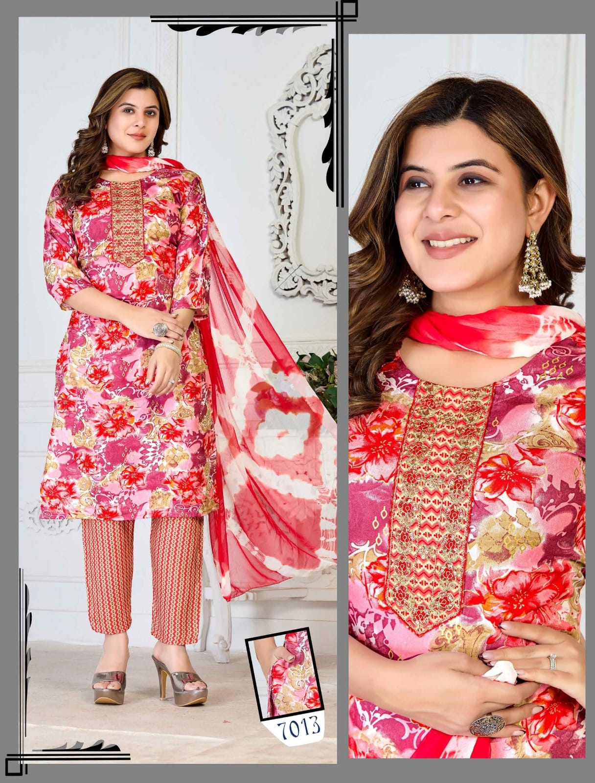Beauty Stay Glam Foil Printed Rayon fancy Kurti Bottom With Dupatta Collection