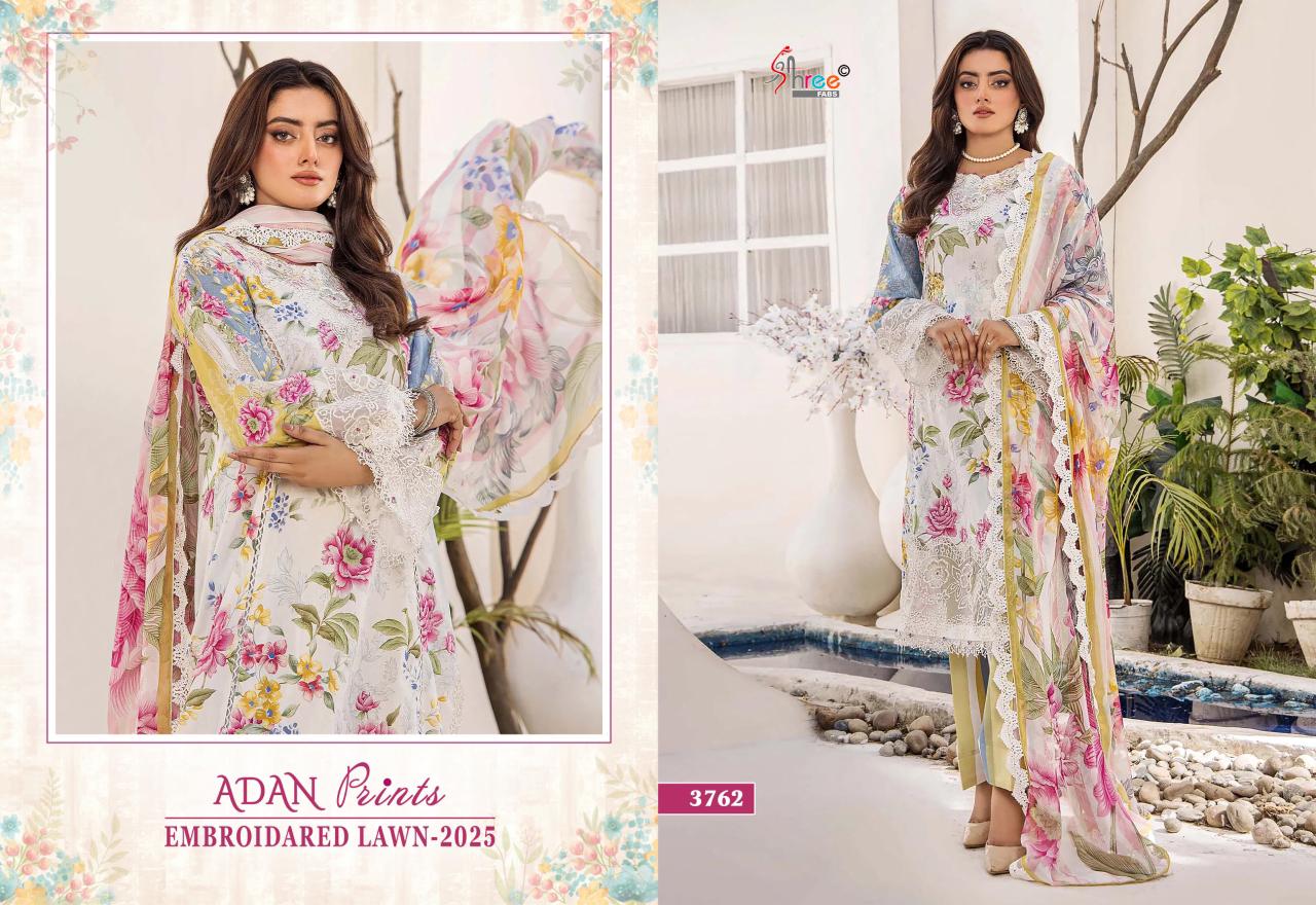 Shree Adan Prints Embroidered Lawn 2025 Cotton Dupatta Pakistani Suits