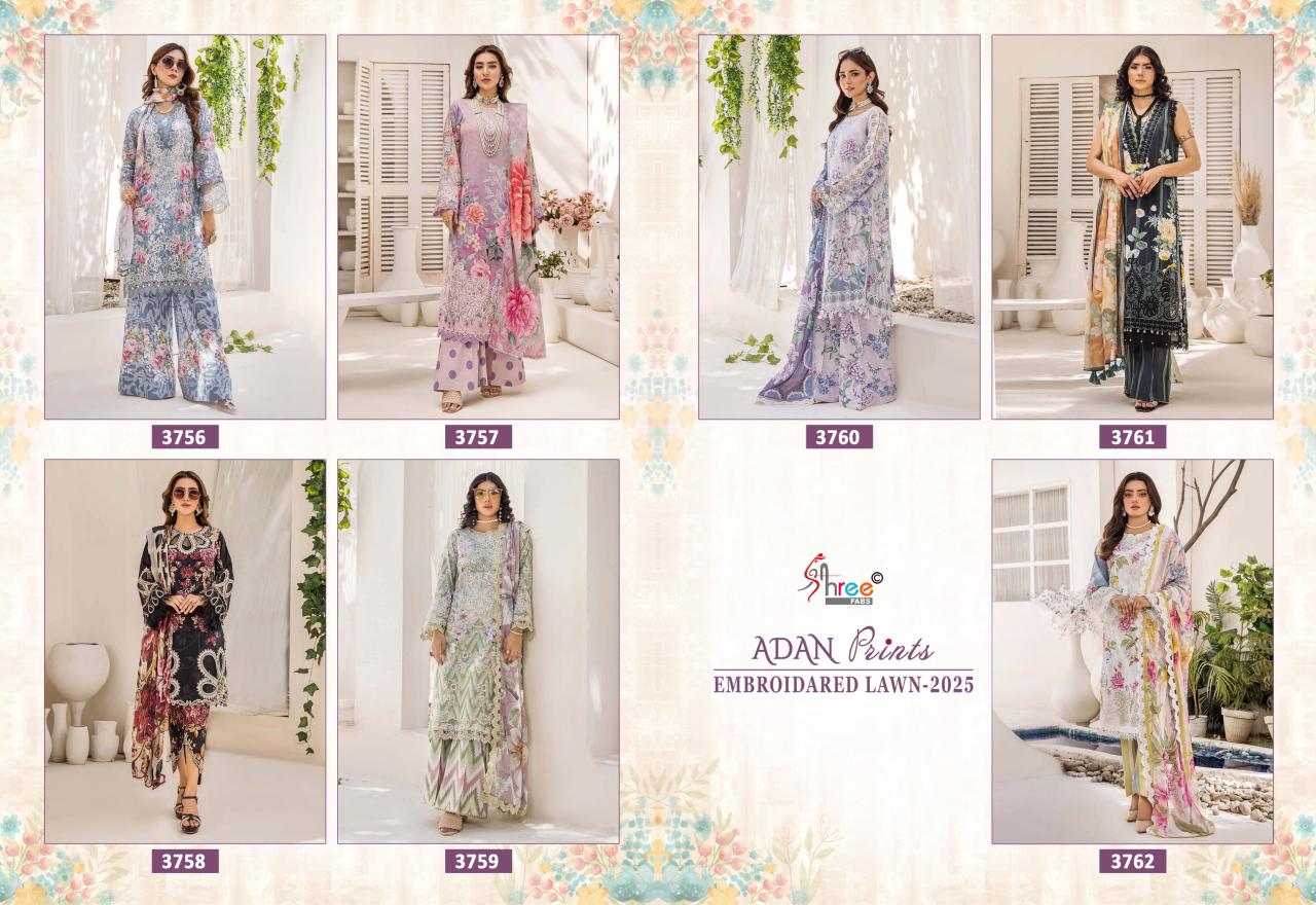 Shree Adan Prints Embroidered Lawn 2025 Cotton Dupatta Pakistani Suits