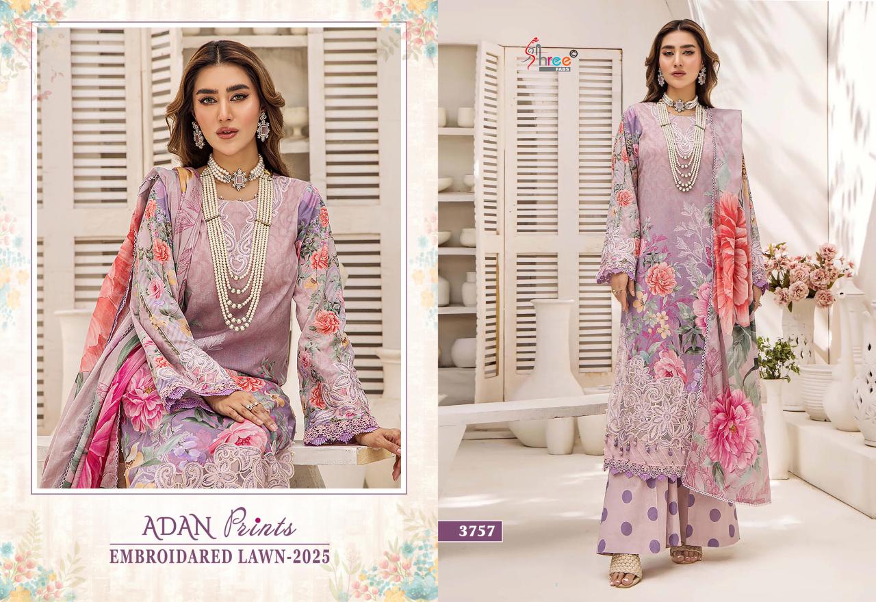 Shree Adan Prints Embroidered Lawn 2025 Cotton Dupatta Pakistani Suits