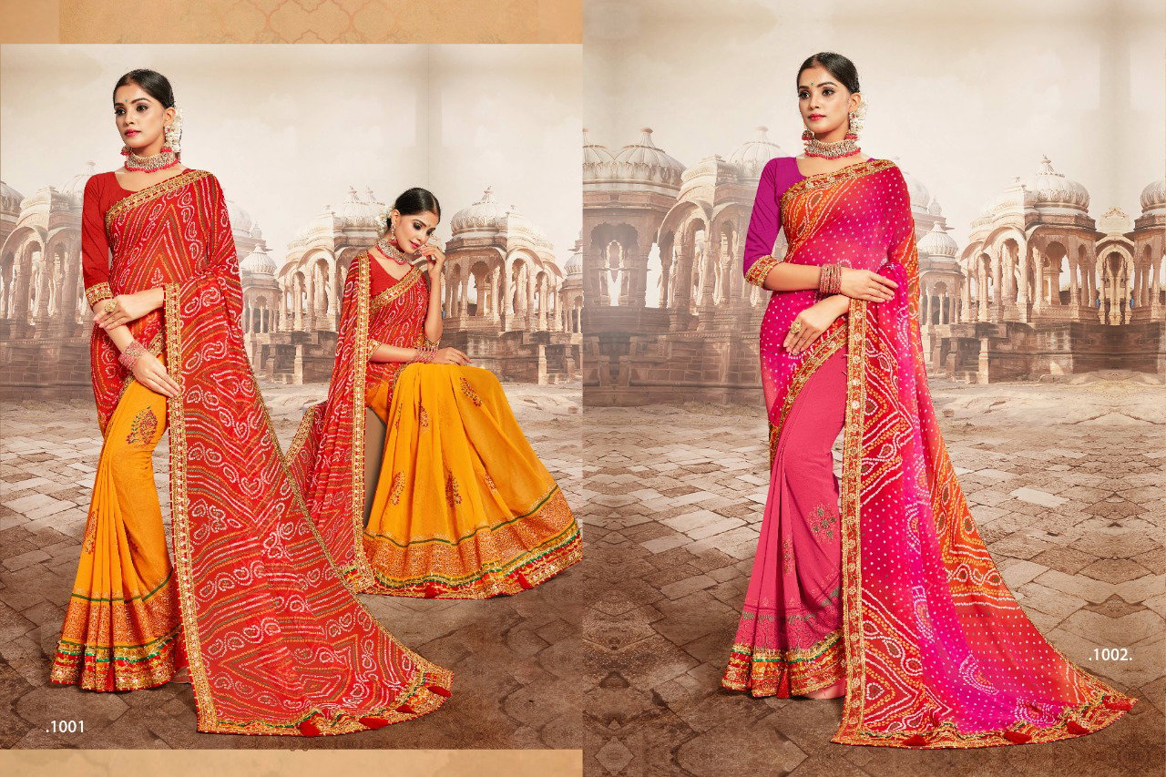 Jalnidhi Sangini Georgette Bandhani Printed Saree Collection