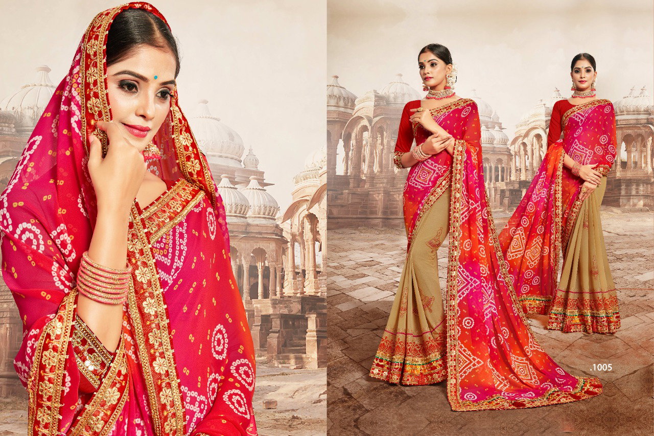 Jalnidhi Sangini Georgette Bandhani Printed Saree Collection
