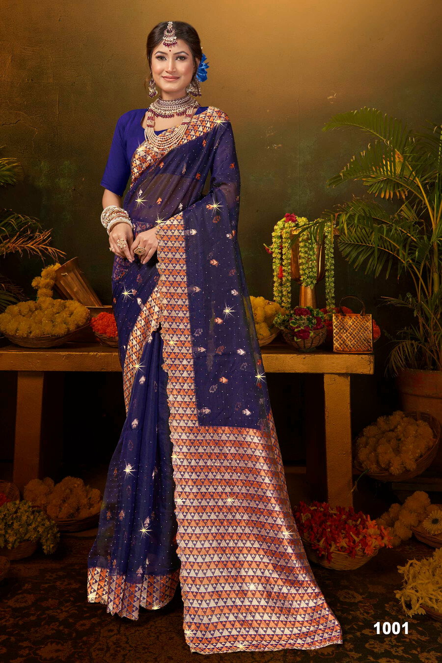 Saroj Gulaal Organza Swarovski Vol 3 Festive Wear Organza Silk Saree Collection