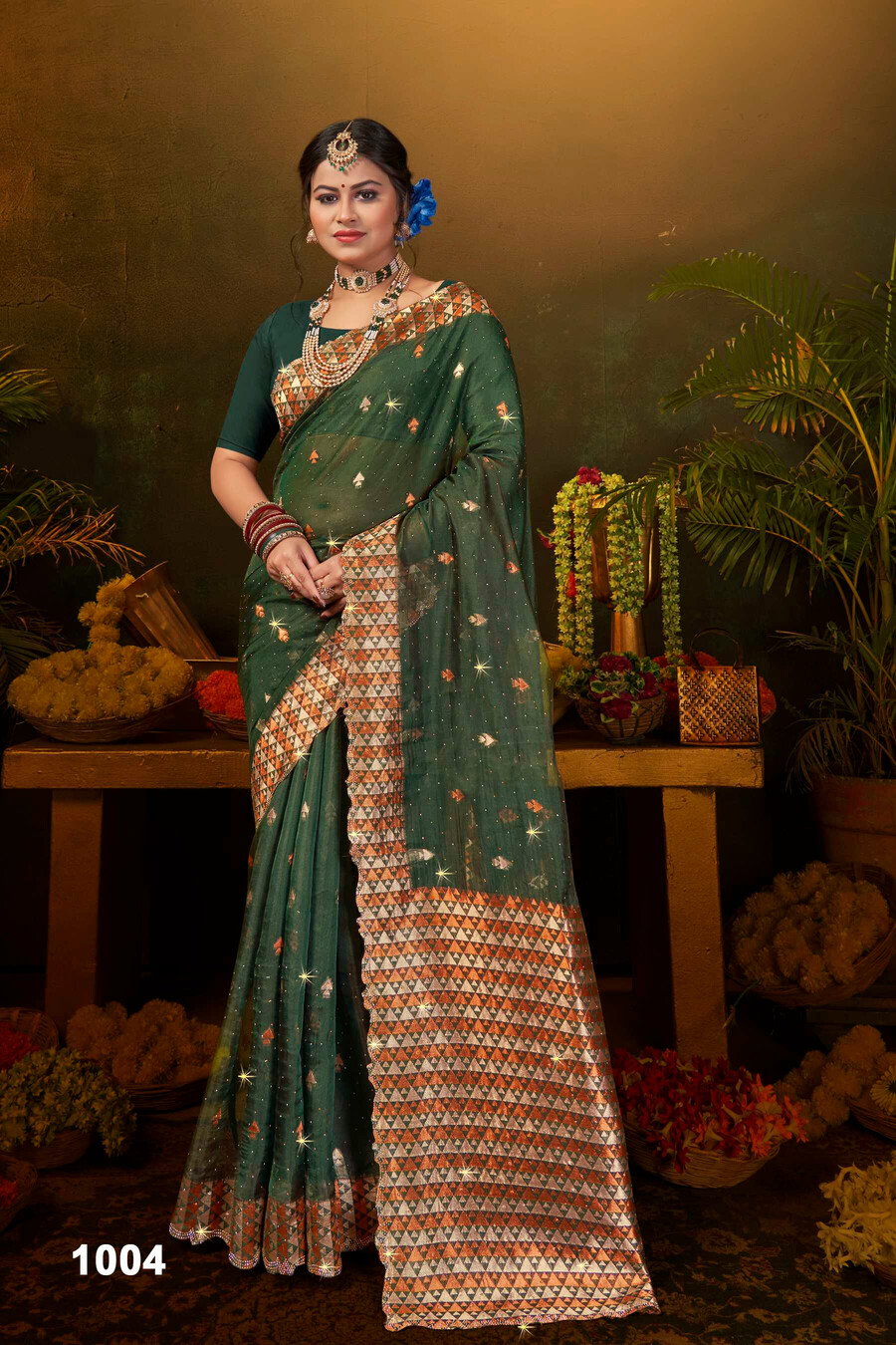 Saroj Gulaal Organza Swarovski Vol 3 Festive Wear Organza Silk Saree Collection