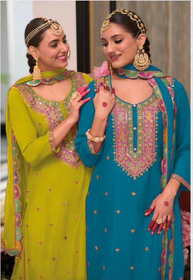 Safron New 1702 B To E Embroidered Chinon Salwar Suits Collection