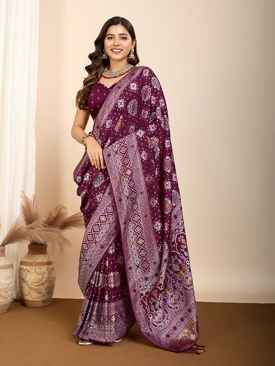 Maahi 170 Party Wear Minakari Weaving Worked Pure Silk Saree with Un Stitched Blouse 