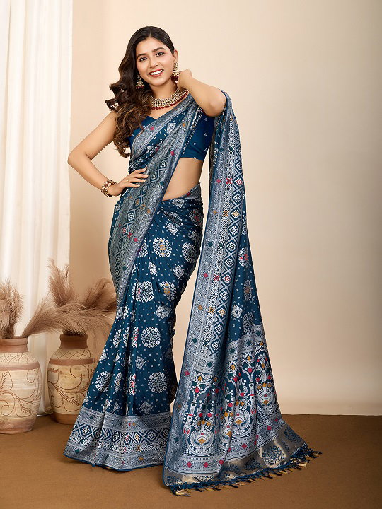 Maahi 170 Party Wear Minakari Weaving Worked Pure Silk Saree with Un Stitched Blouse 