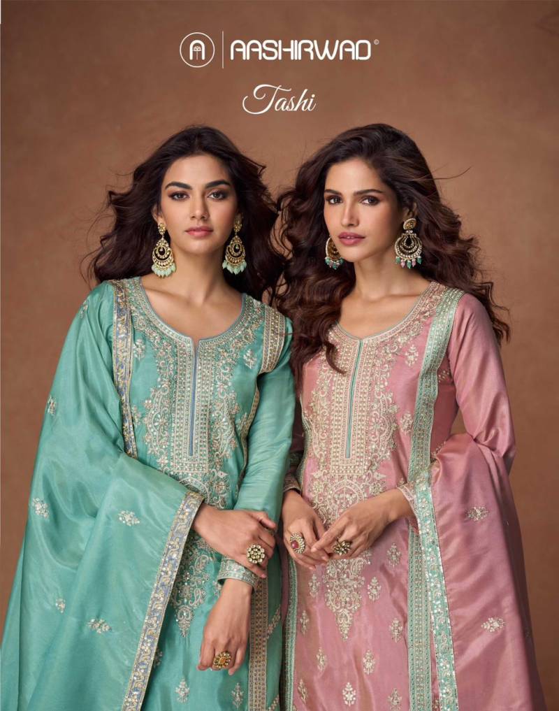Aashirwad Tashi Organza Shimmer Silk Salwar Kameez Collection