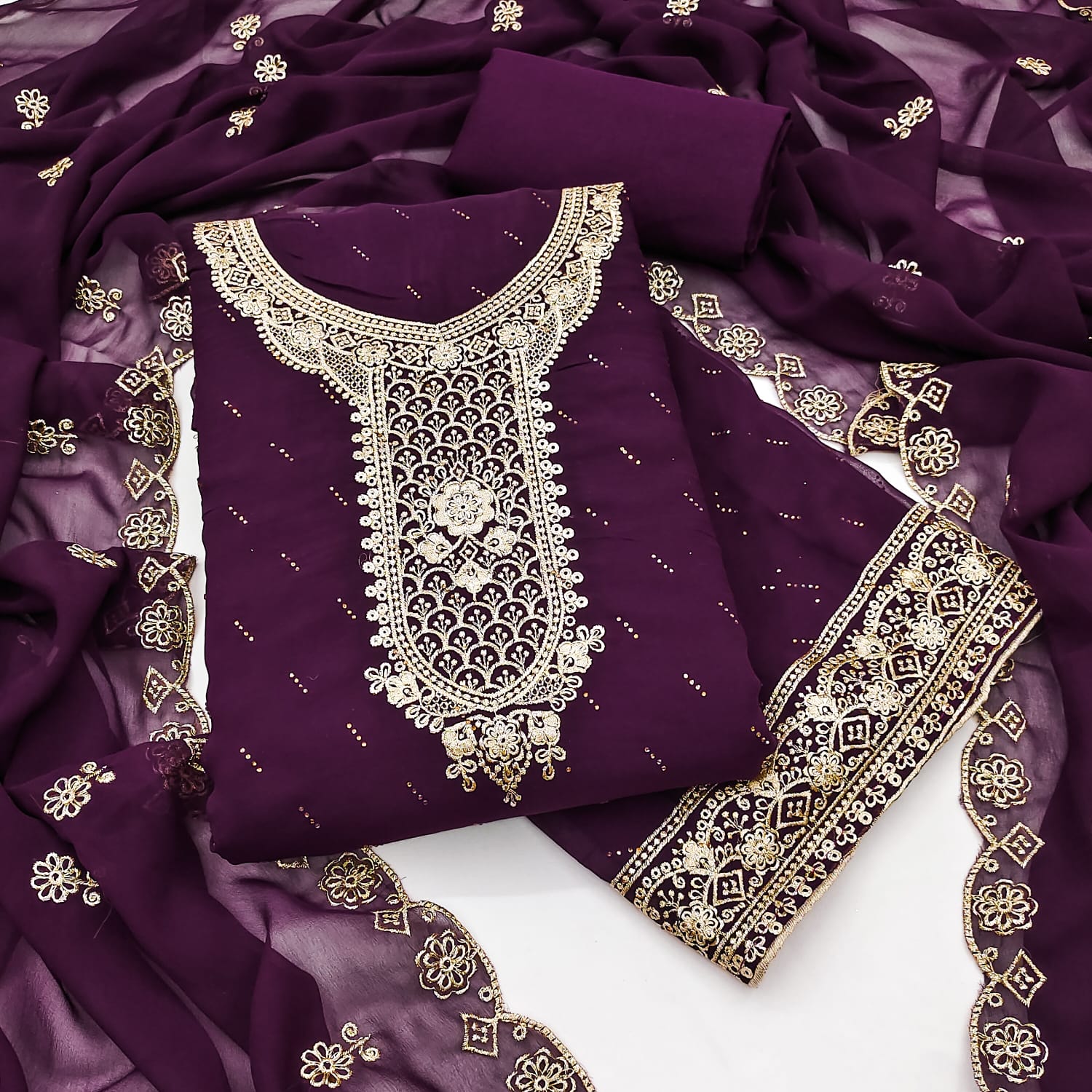 Georgette Zari 641 Embroidered Georgette Dress Material Collection
