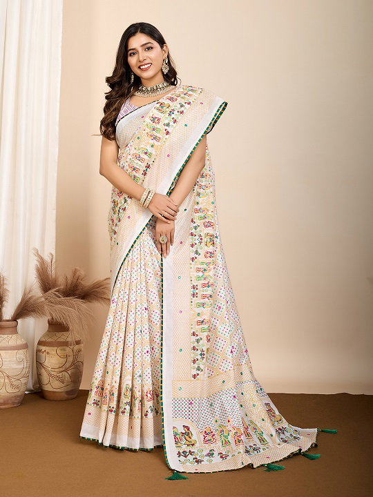 Maahi 172 Party Wear Handwork Maslin Silk Saree with Un Stitched Blouse 